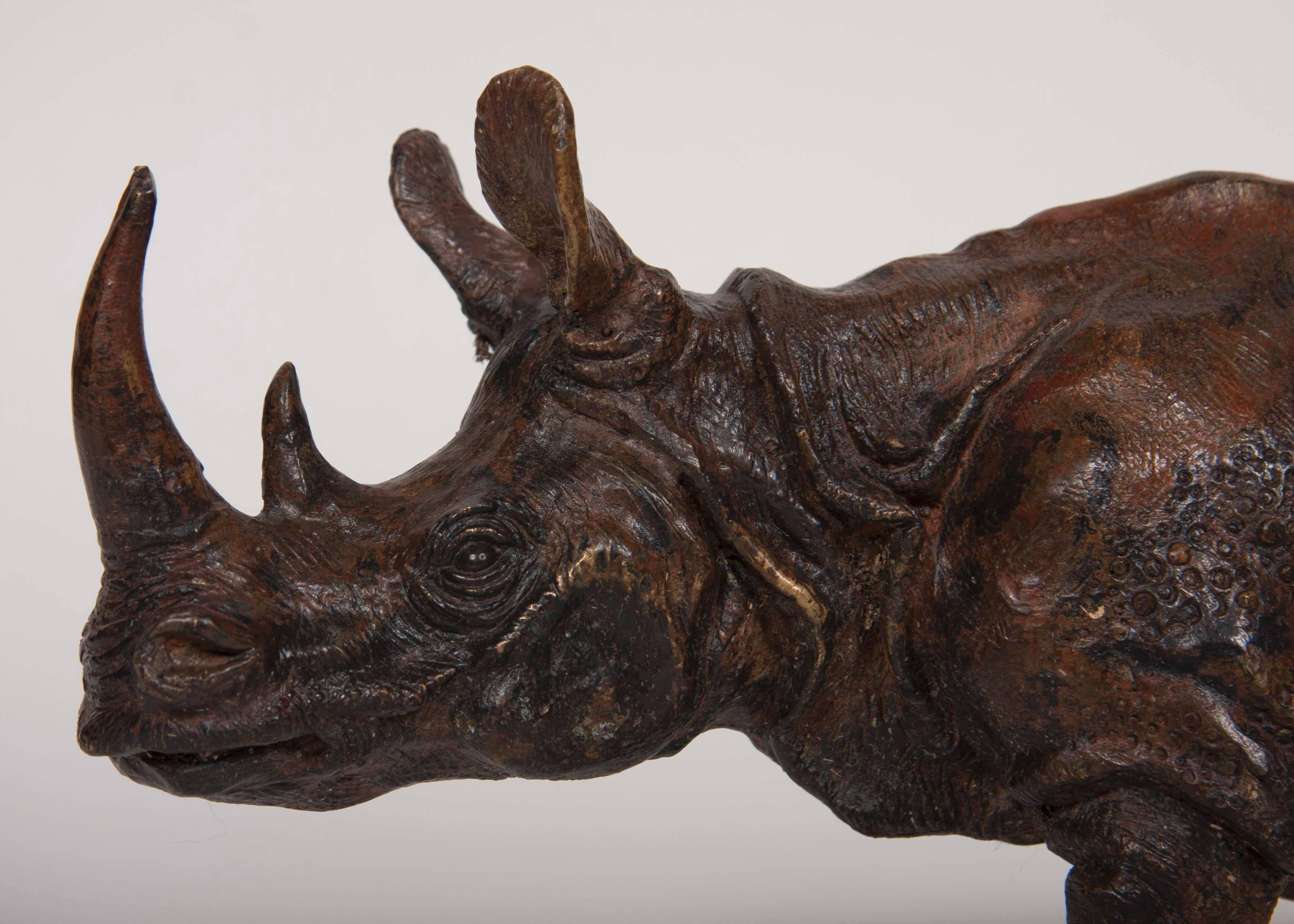 Japanese Bronze of a Rhinoceros For Sale 5