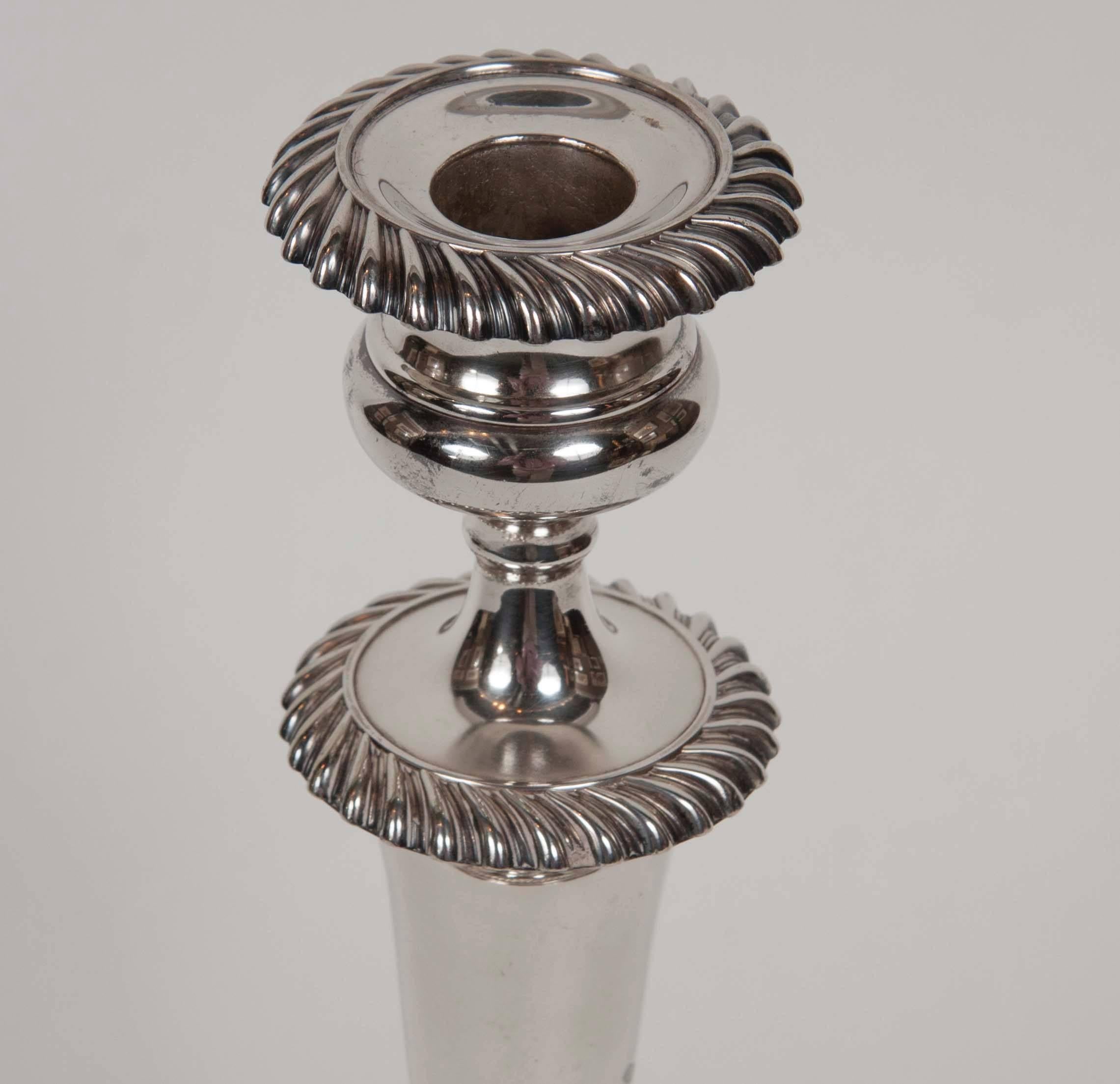 Edwardian Set of Four Silver Candlesticks For Sale