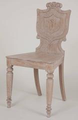 Four English Limed Oak Hall Chairs