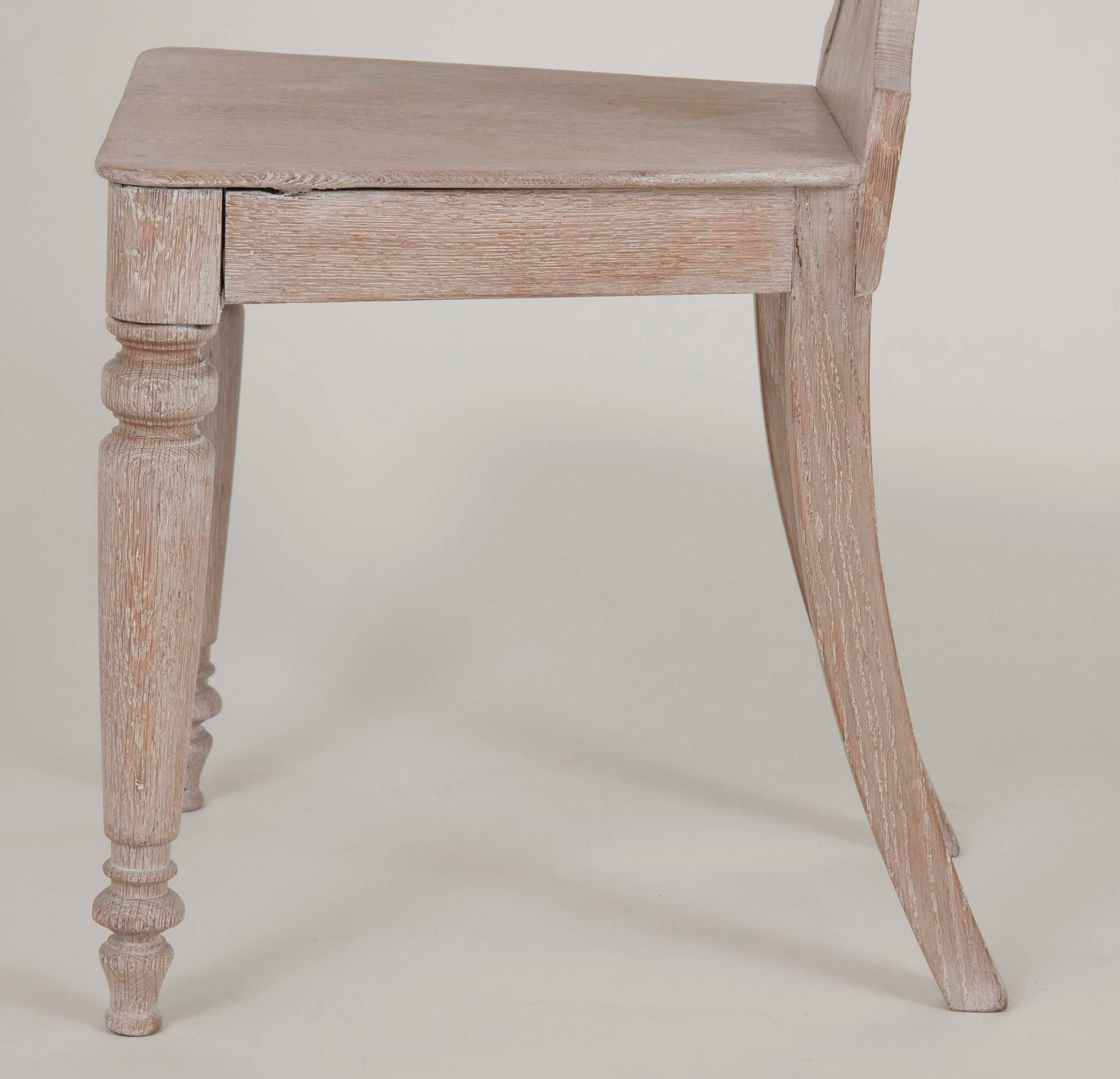 Four English Limed Oak Hall Chairs 1