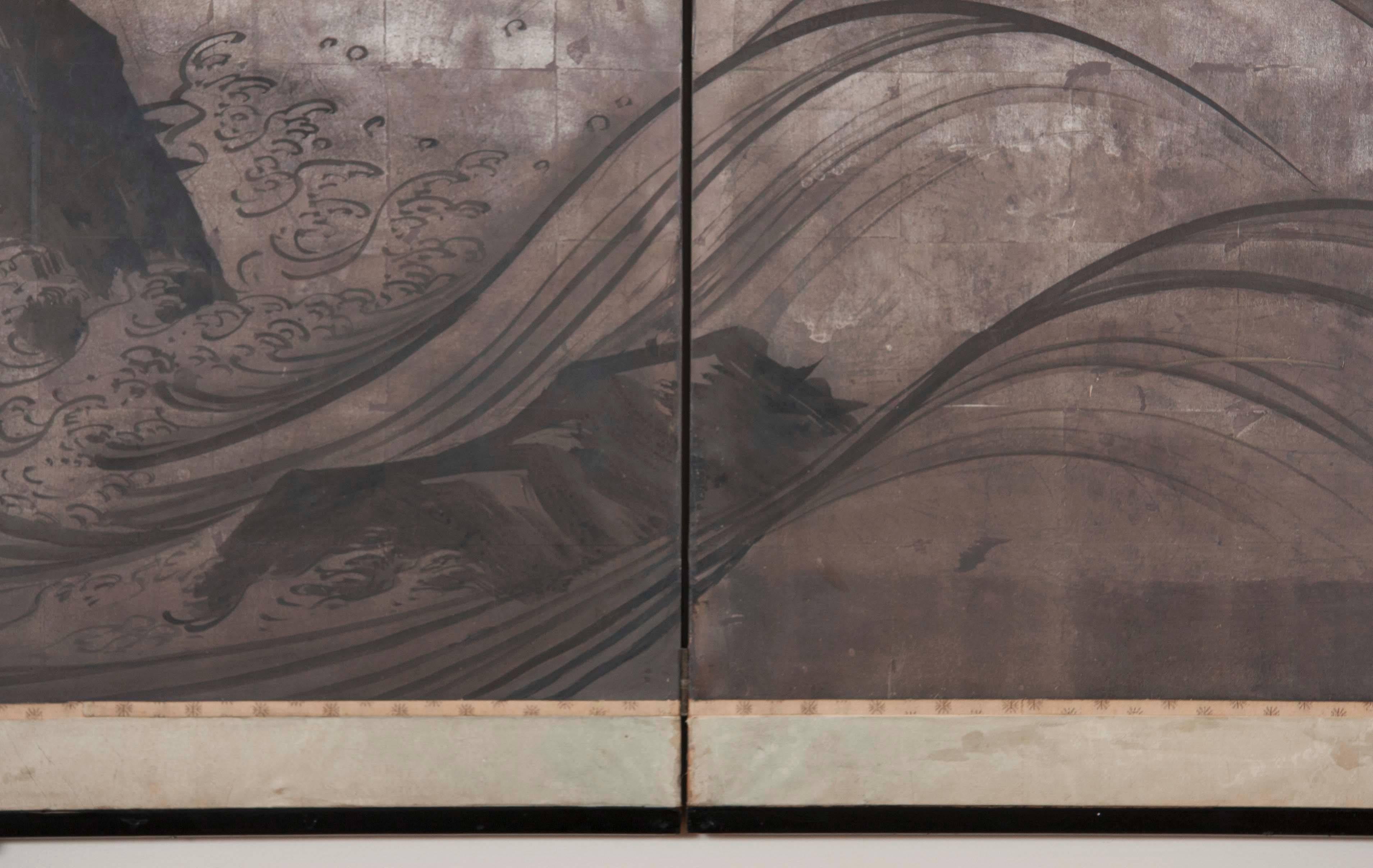 Japanese Two-Panel Screen from the Kano School Byobu 1