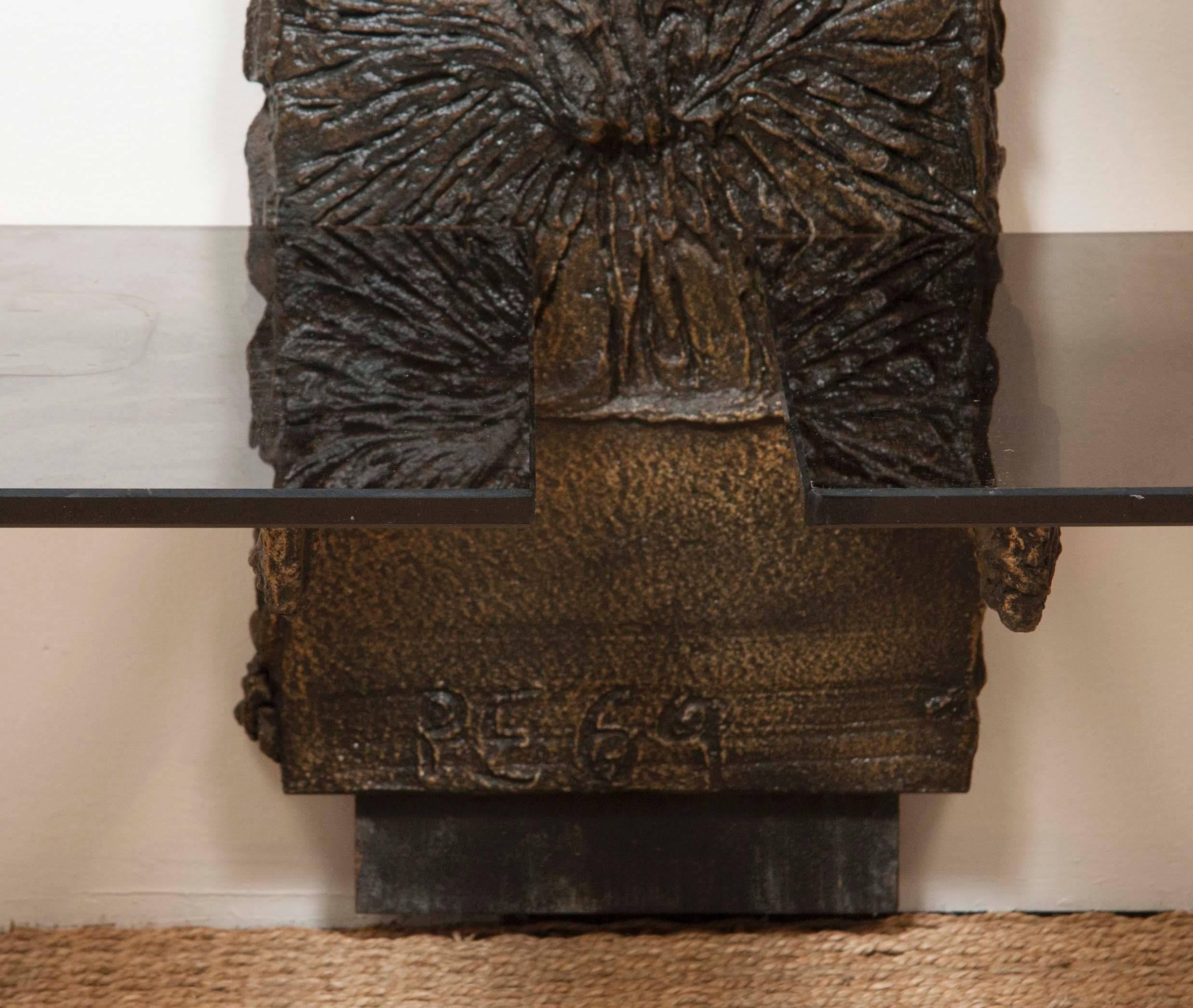 Paul Evans Sculpted Bronze Series Bookshelf In The Brutalist Taste  3