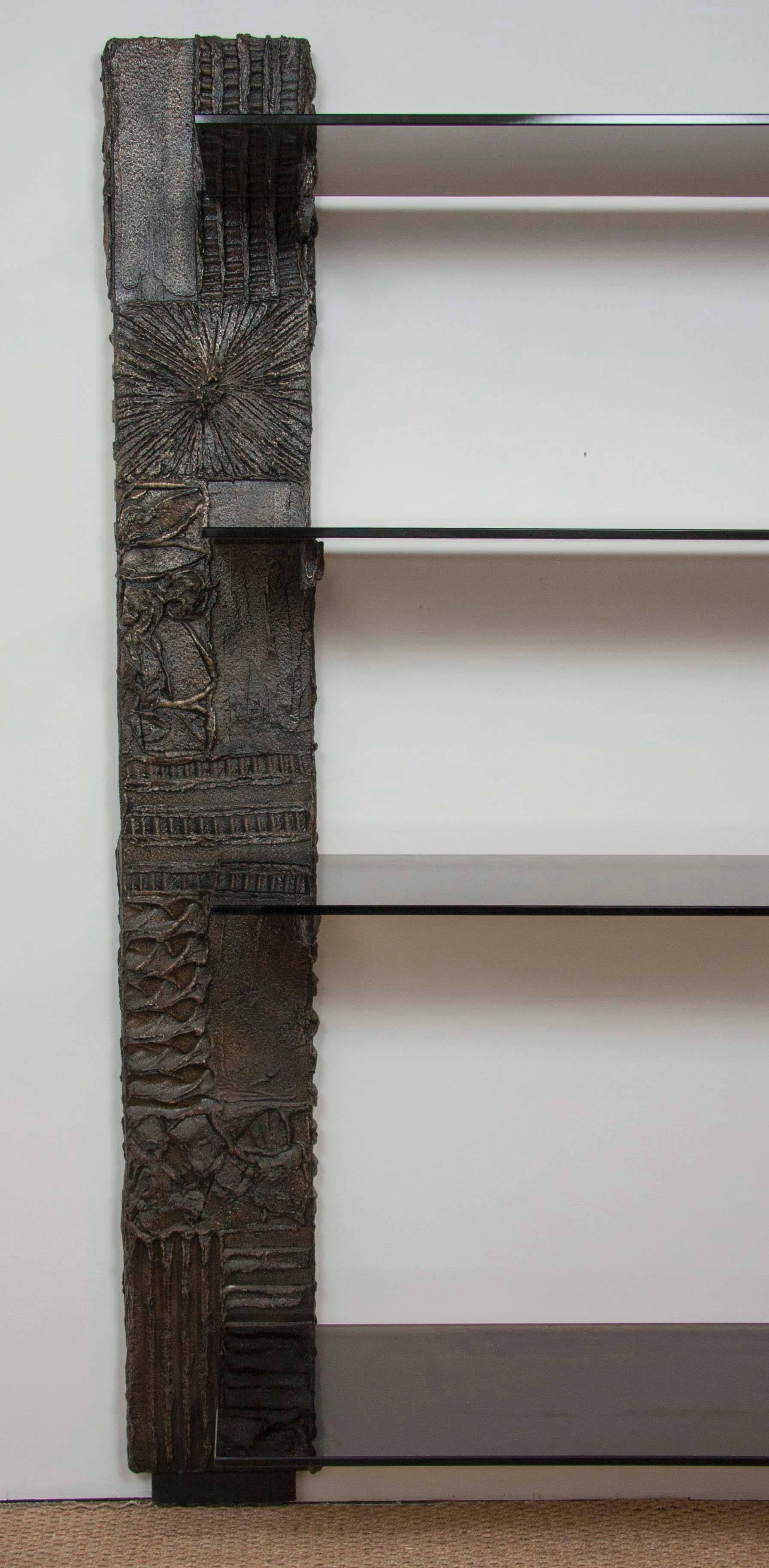 Paul Evans Sculpted Bronze Series Bookshelf In The Brutalist Taste  In Excellent Condition In Stamford, CT