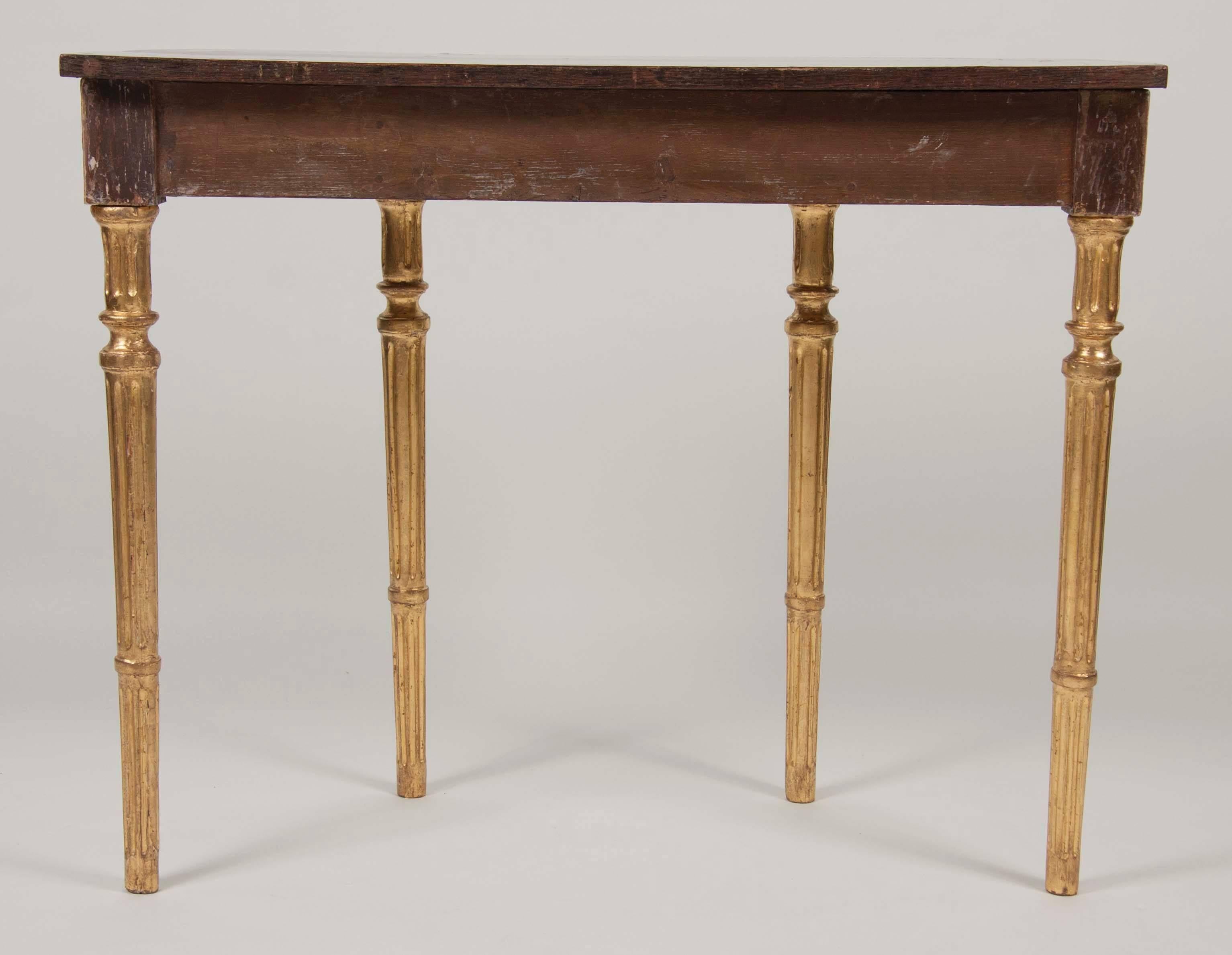 Pair of Matched George III Mahogany and Satinwood Parcel-Gilt Console Tables 4