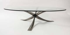 Large Round Glass Top Coffee Table by Michel Mangematin