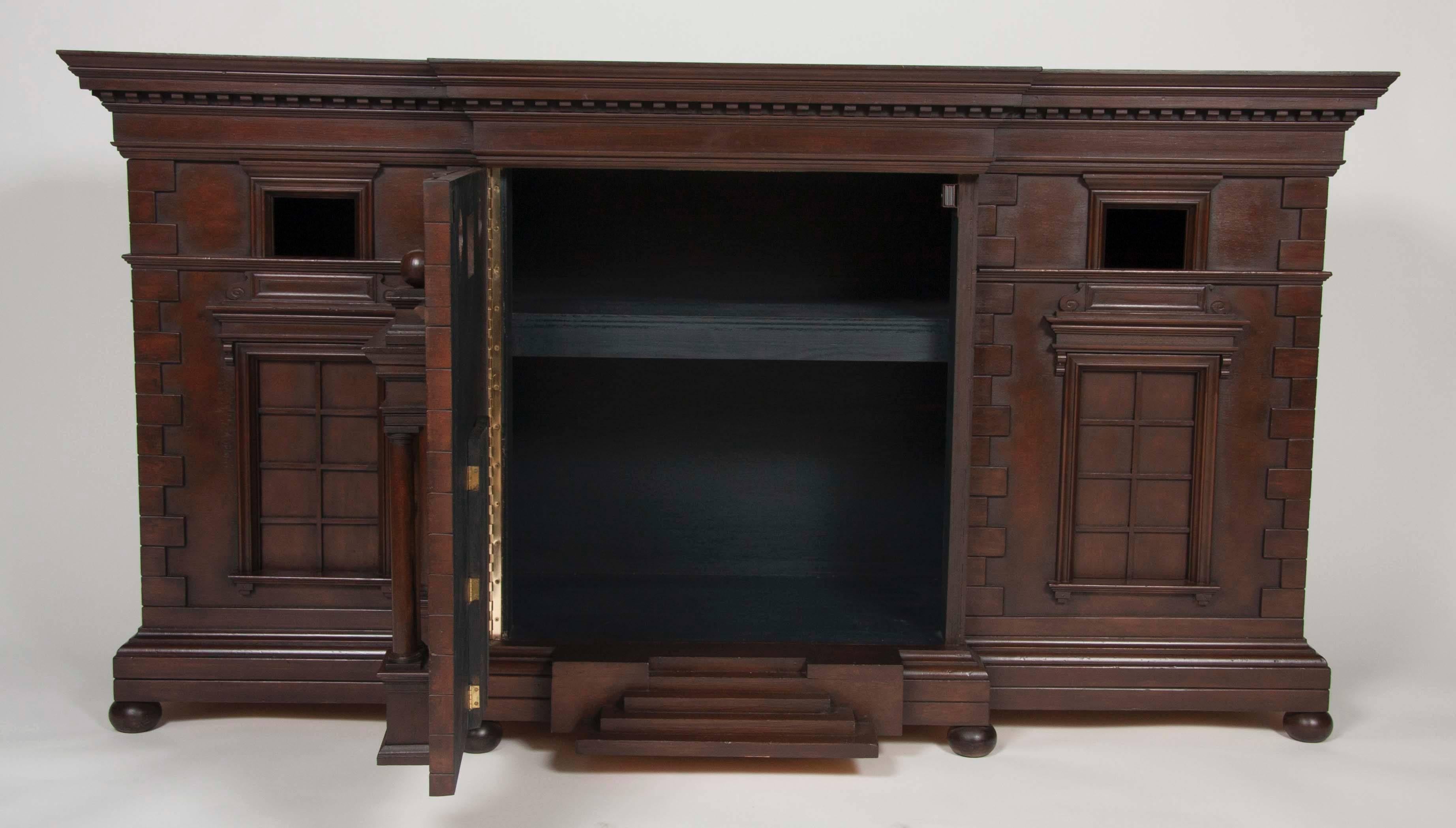 Contemporary Architecturally Influenced American Credenza For Sale