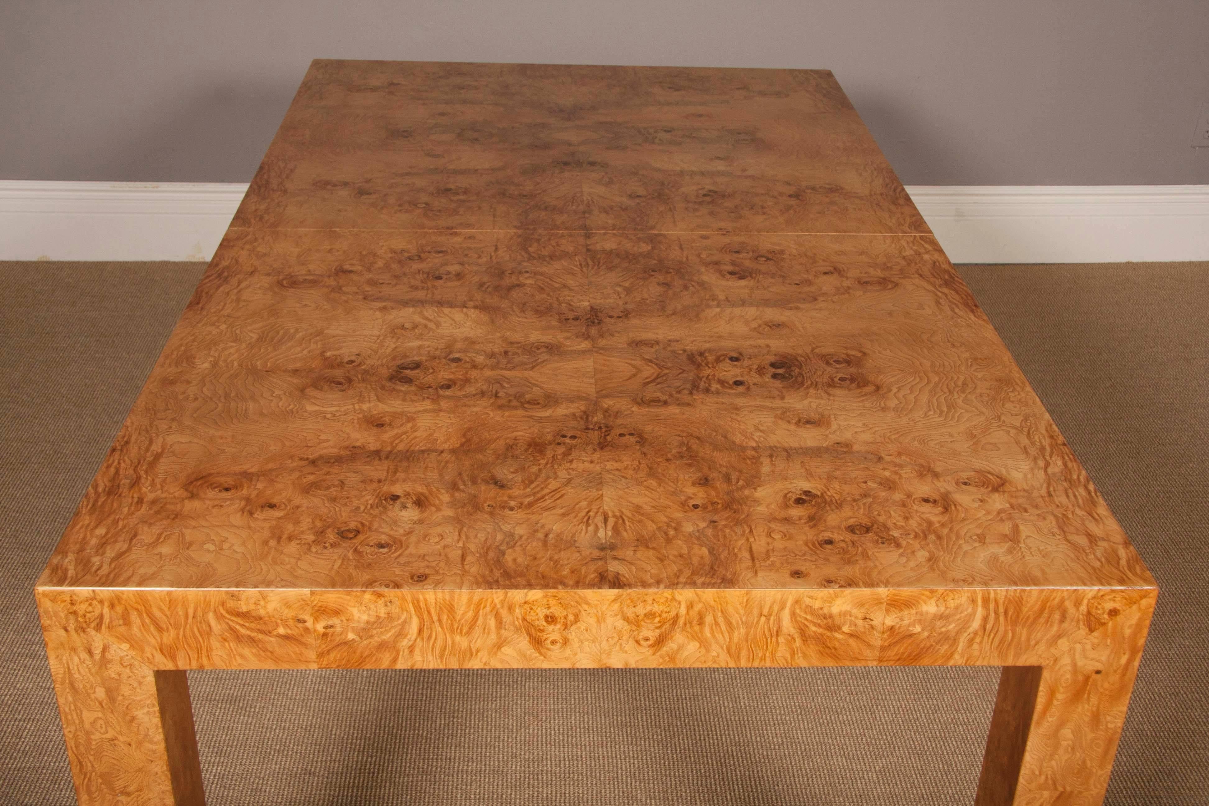 Wood Parsons Style Olivewood Dining Table Designed by Milo Baughman