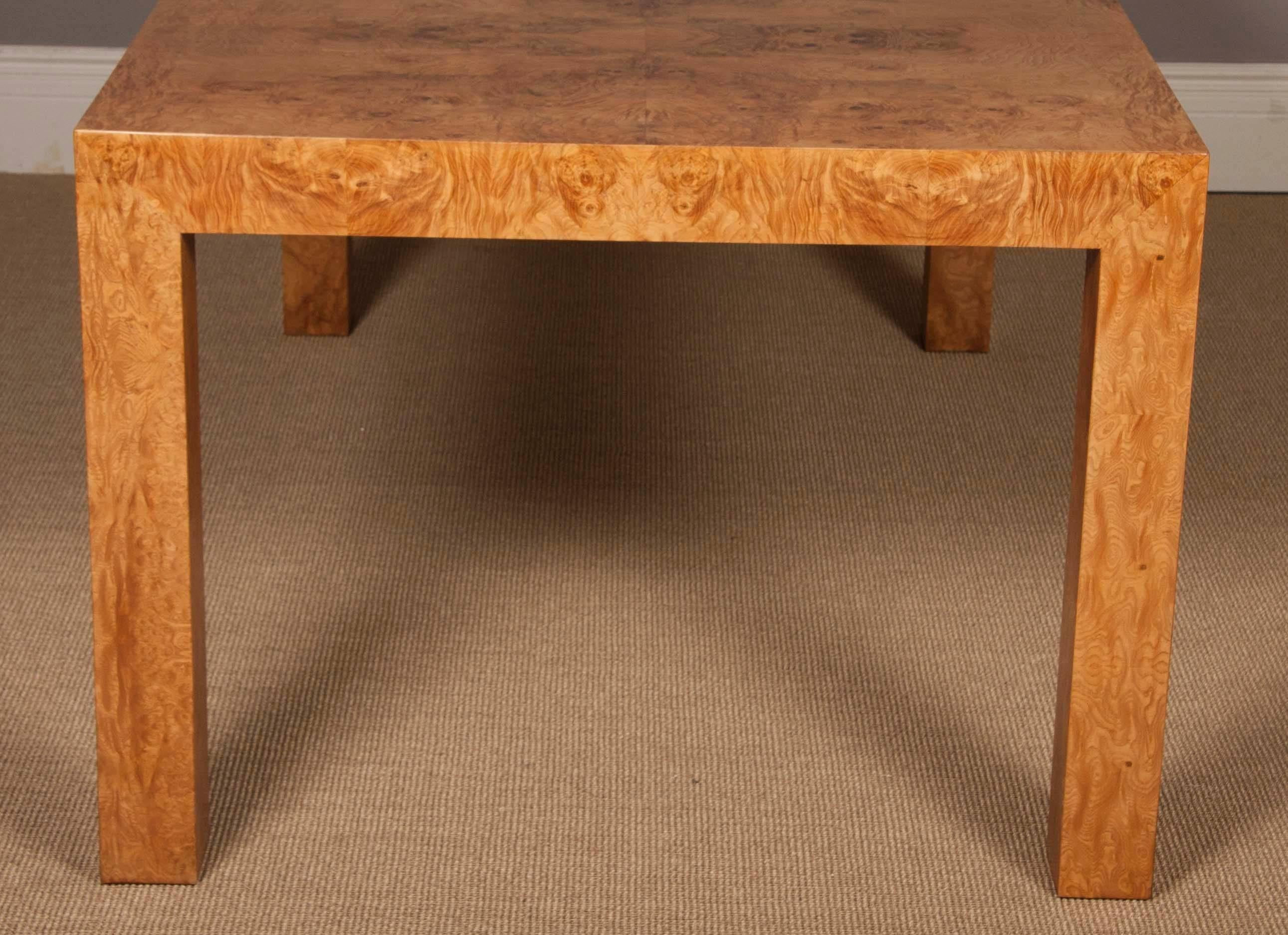 Parsons Style Olivewood Dining Table Designed by Milo Baughman 1