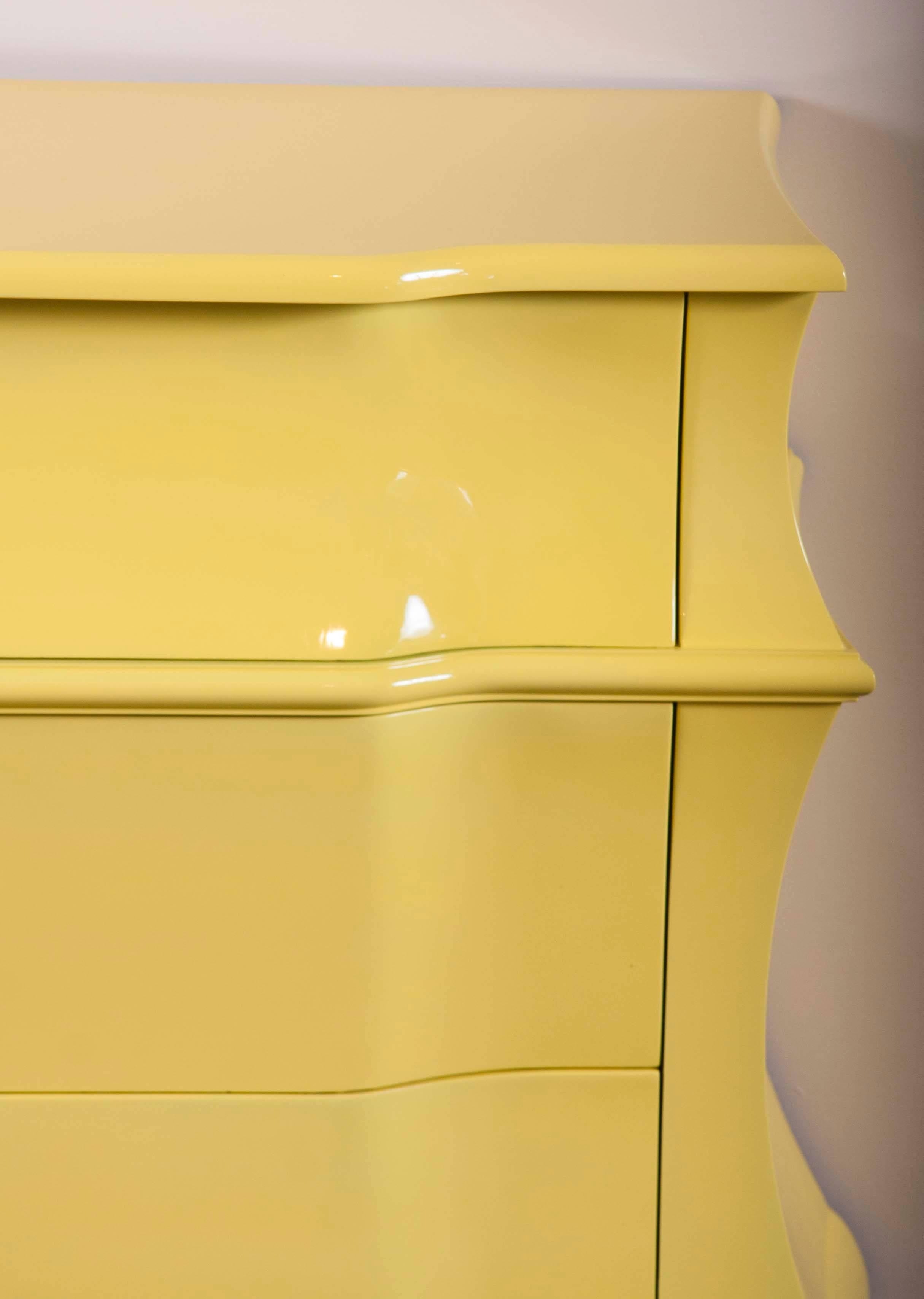 Late 20th Century Bombe Chest Now Yellow Lacquer 1