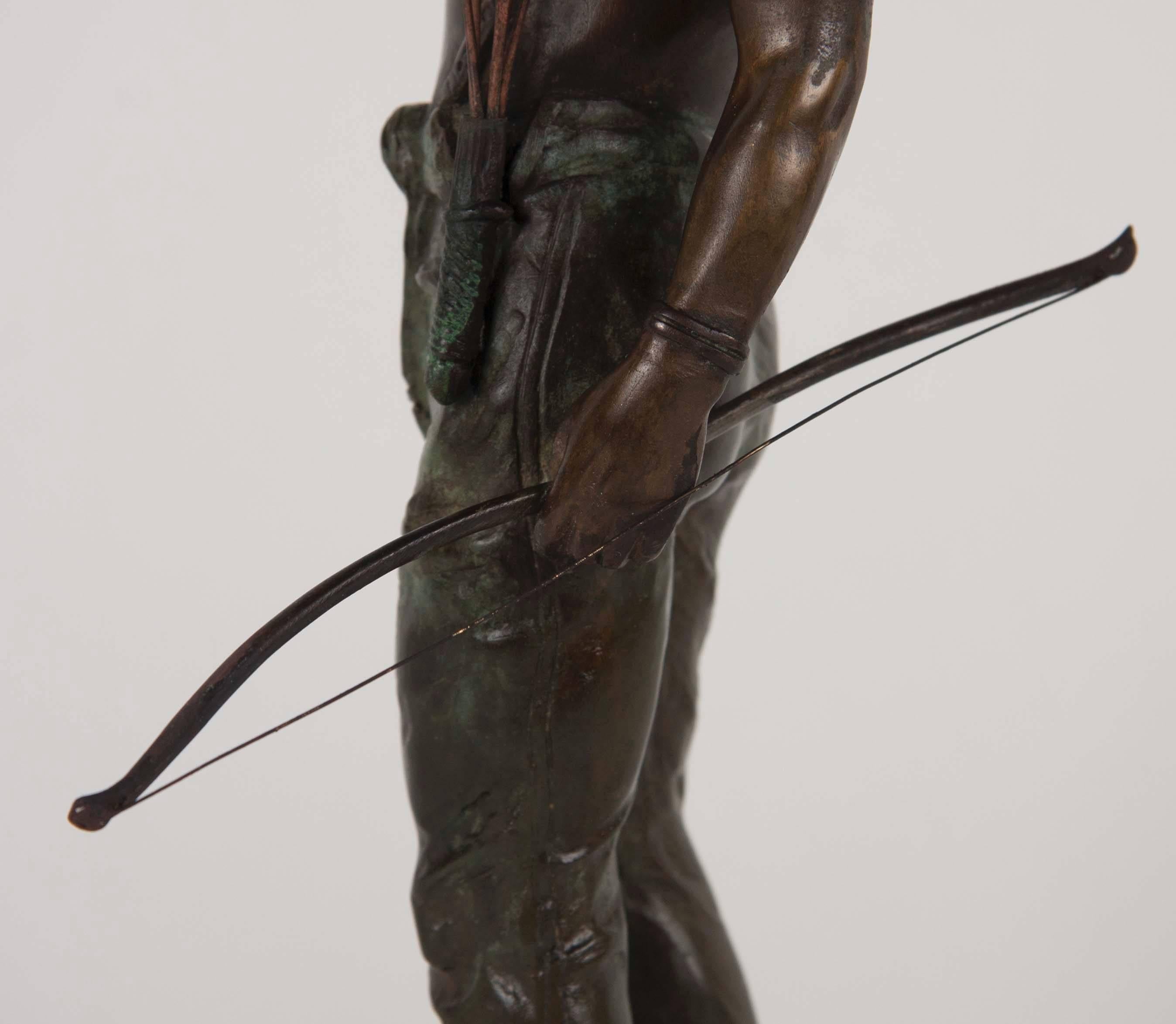 Carl Kauba Bronze of Standing Indian Brave with Bows and Arrows 3