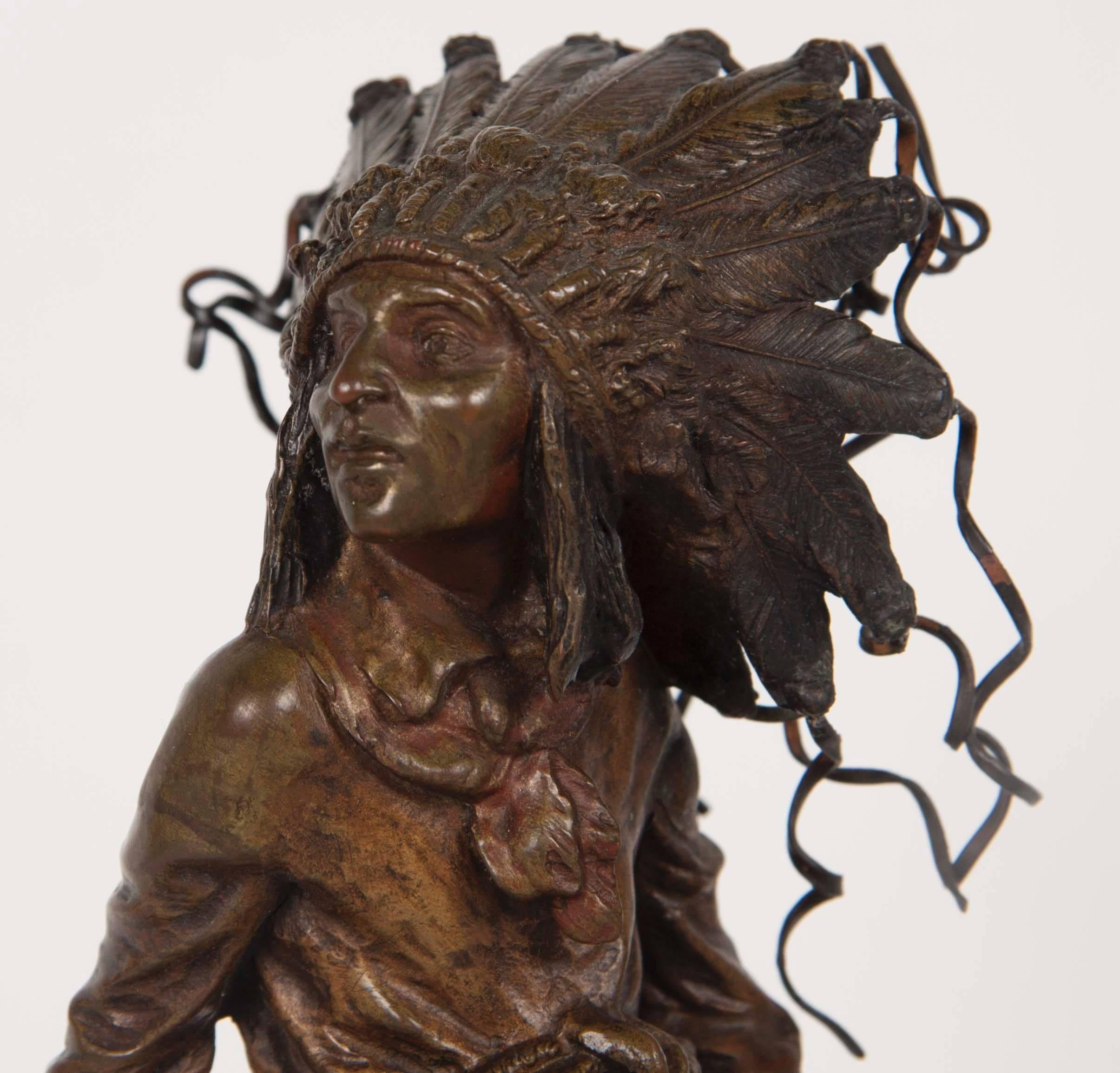 Carl Kauba Bronze of an Indian on Horseback 2