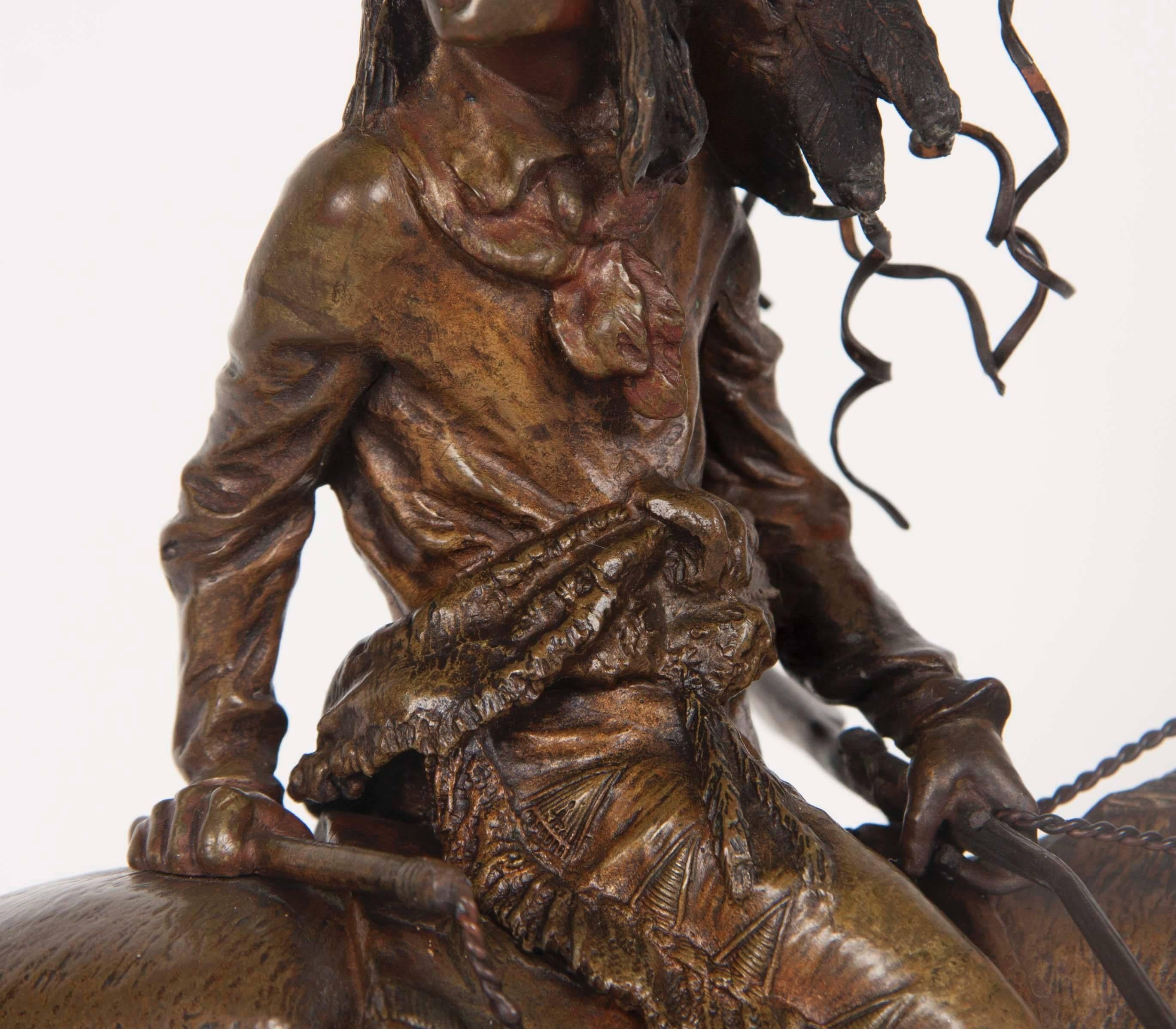 Carl Kauba Bronze of an Indian on Horseback 3
