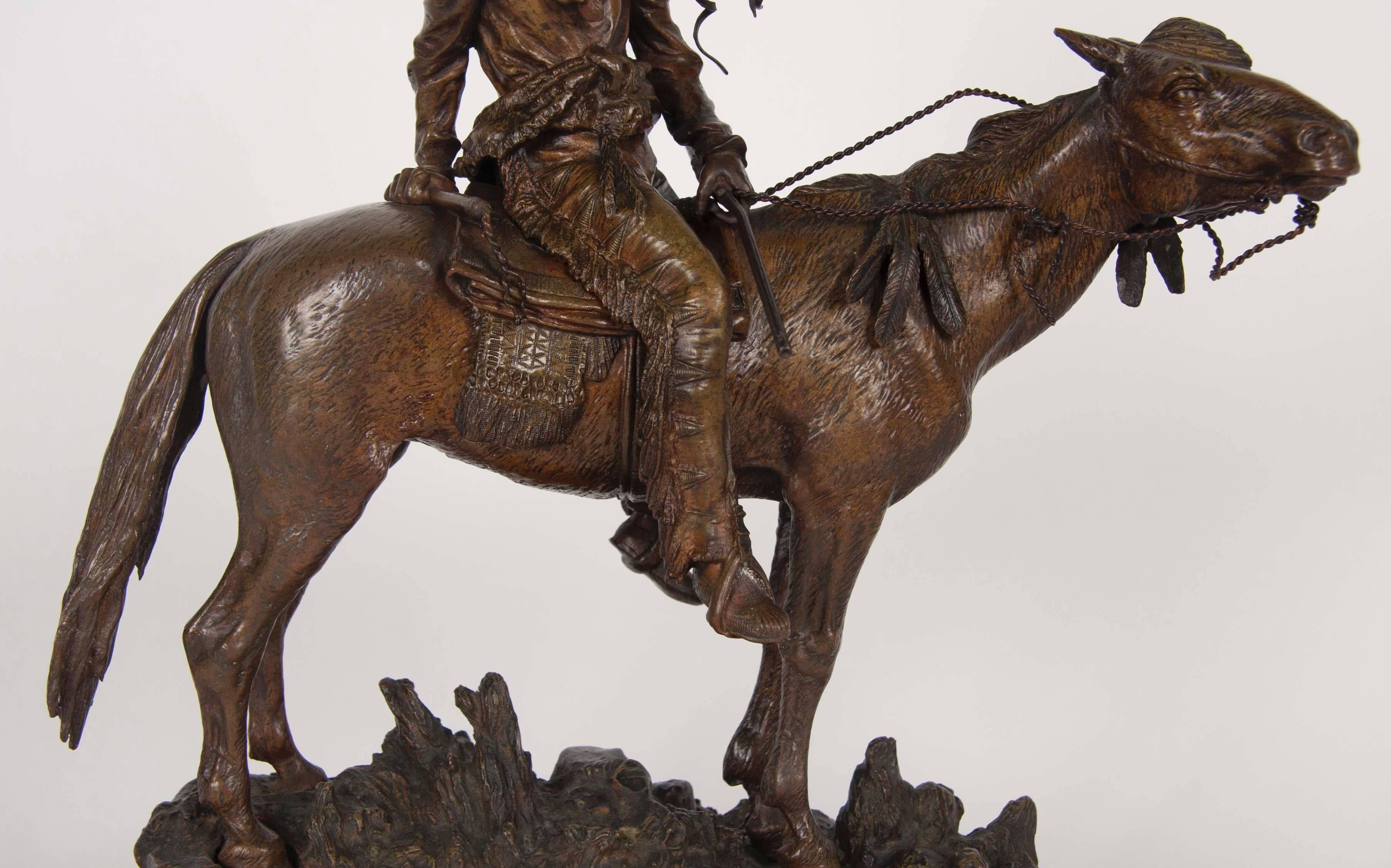 Carl Kauba Bronze of an Indian on Horseback In Excellent Condition In Stamford, CT