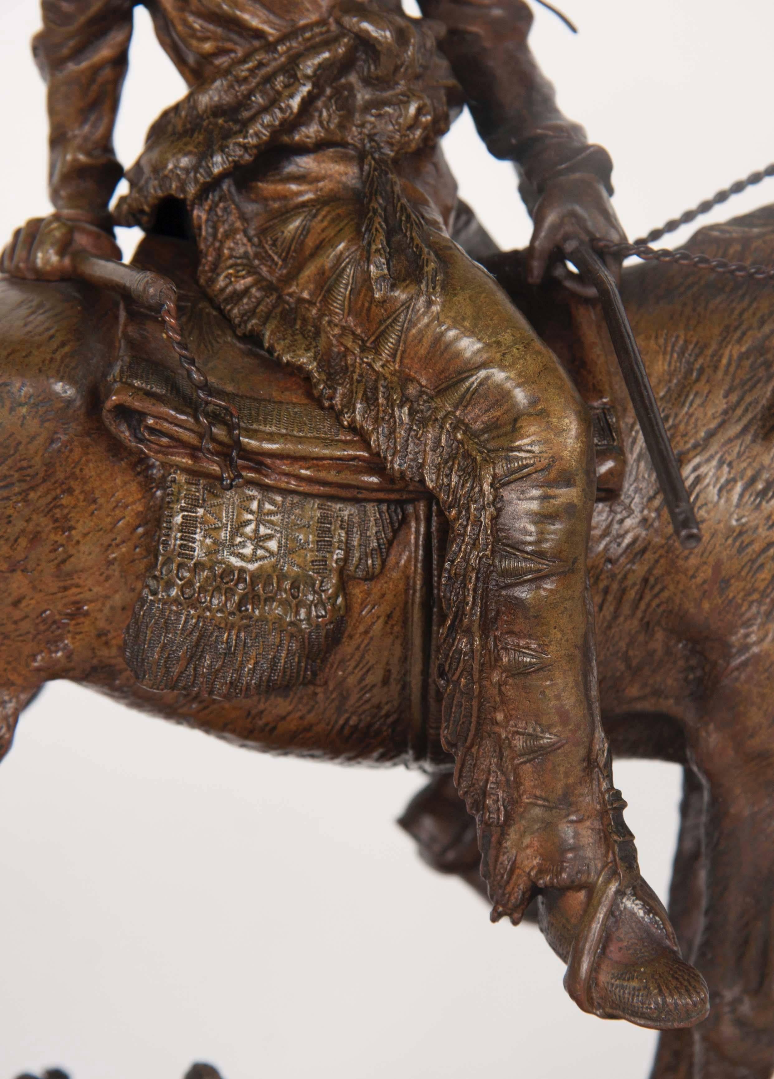 Carl Kauba Bronze of an Indian on Horseback 4