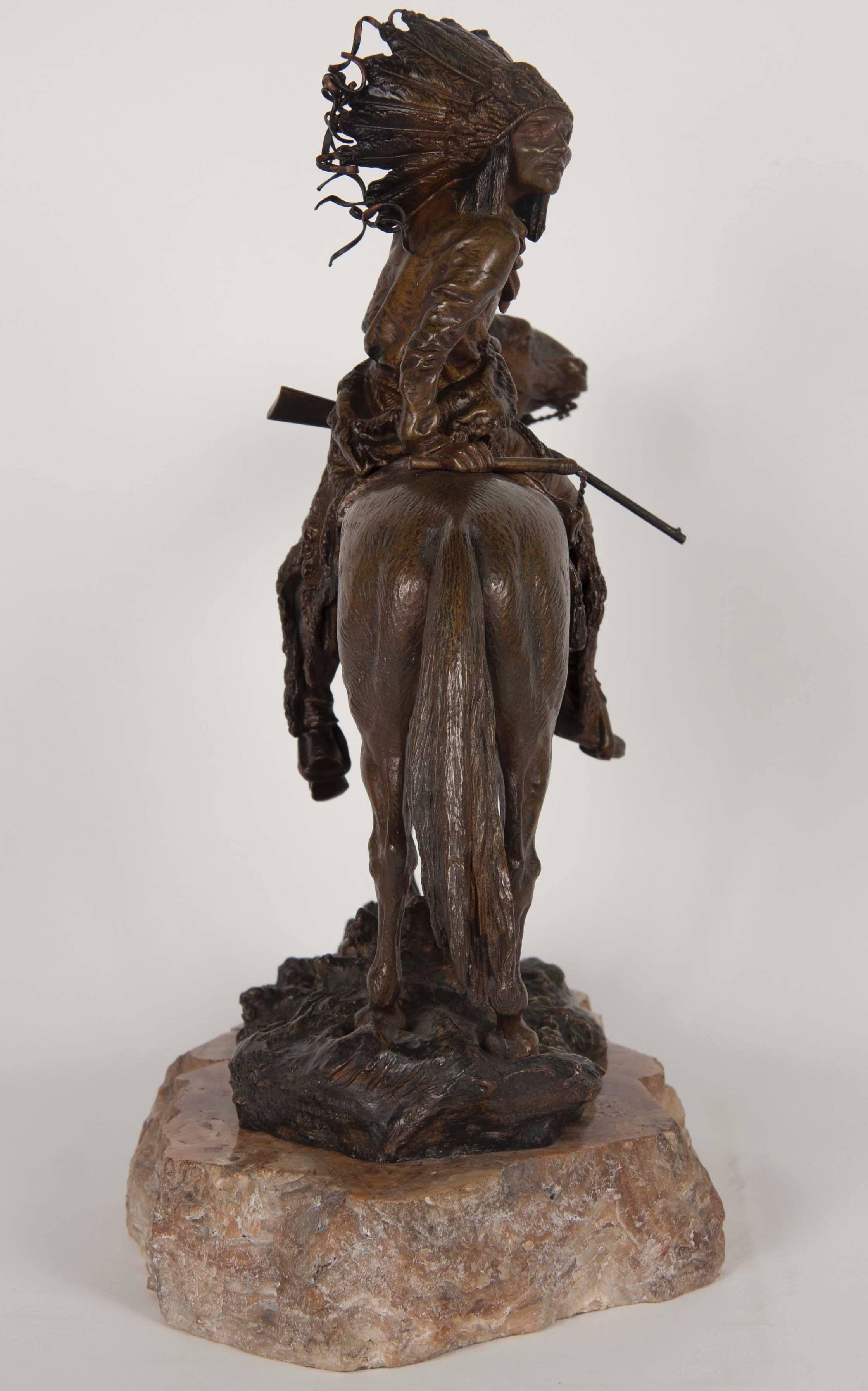 Austrian Carl Kauba Bronze of an Indian on Horseback