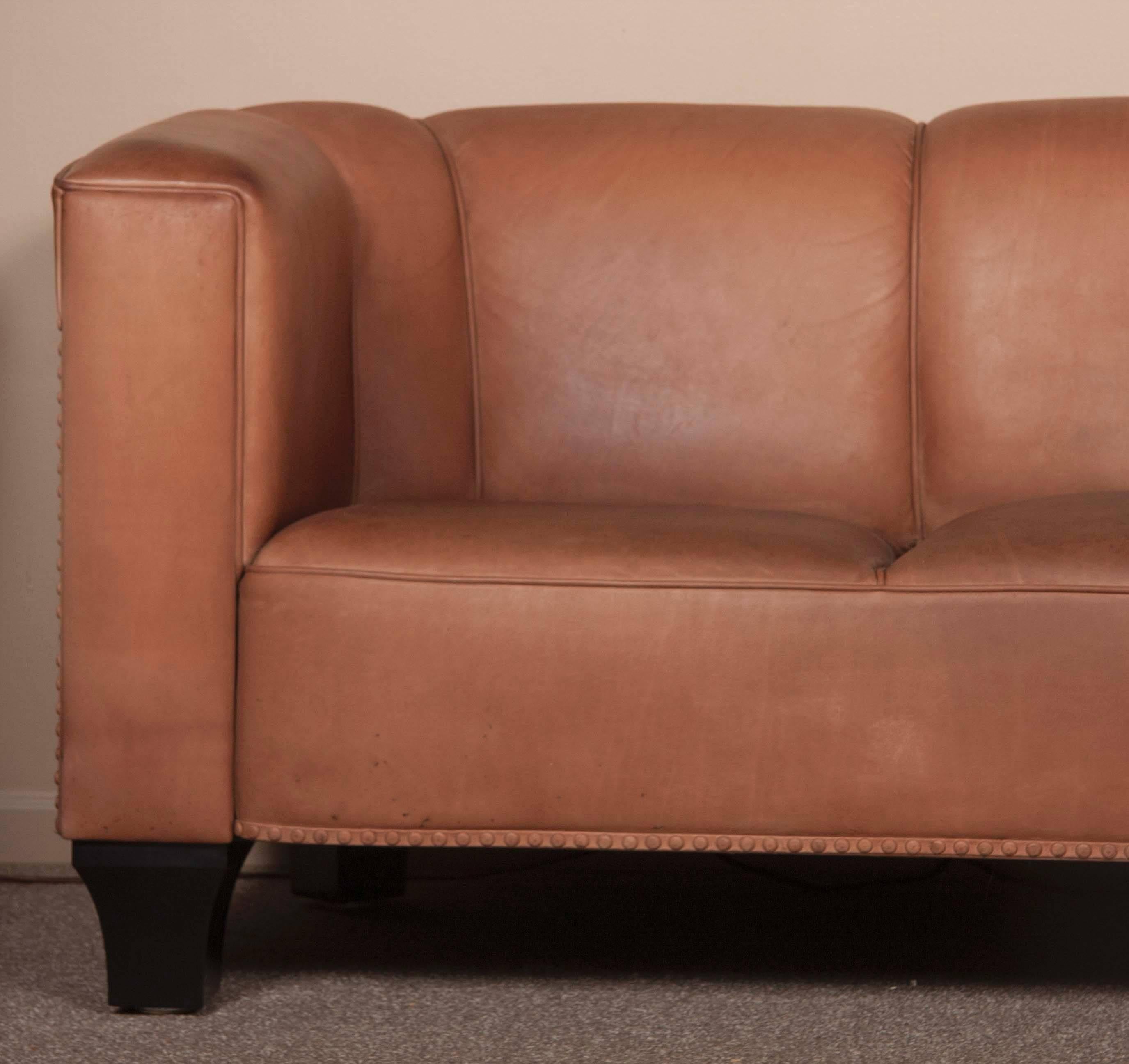 Leather Sofa by Austrian Designer Josef Hoffmann 1