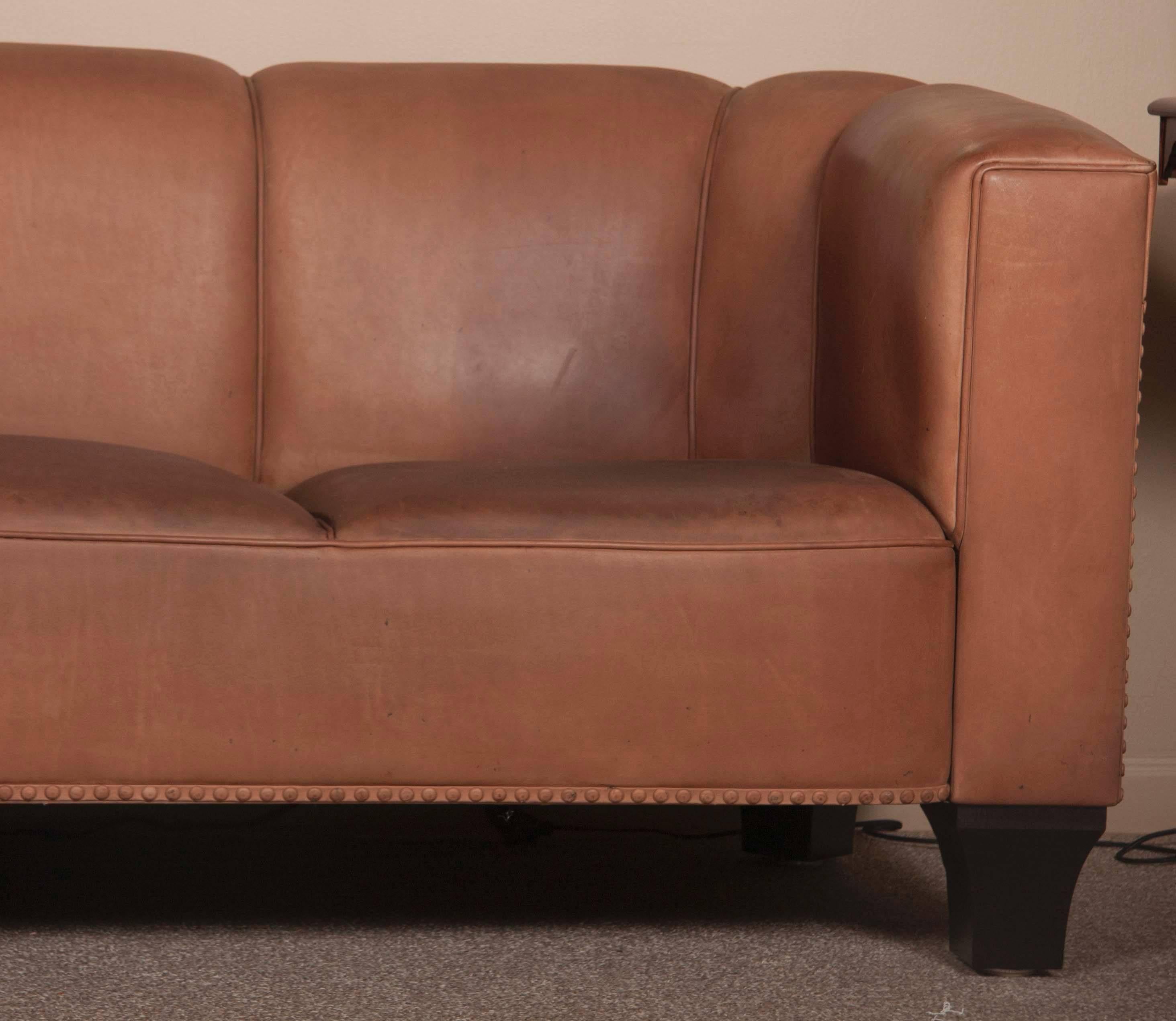 Leather Sofa by Austrian Designer Josef Hoffmann 2