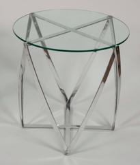 Coppia di tavolini in alluminio con piano in vetro John Vesey