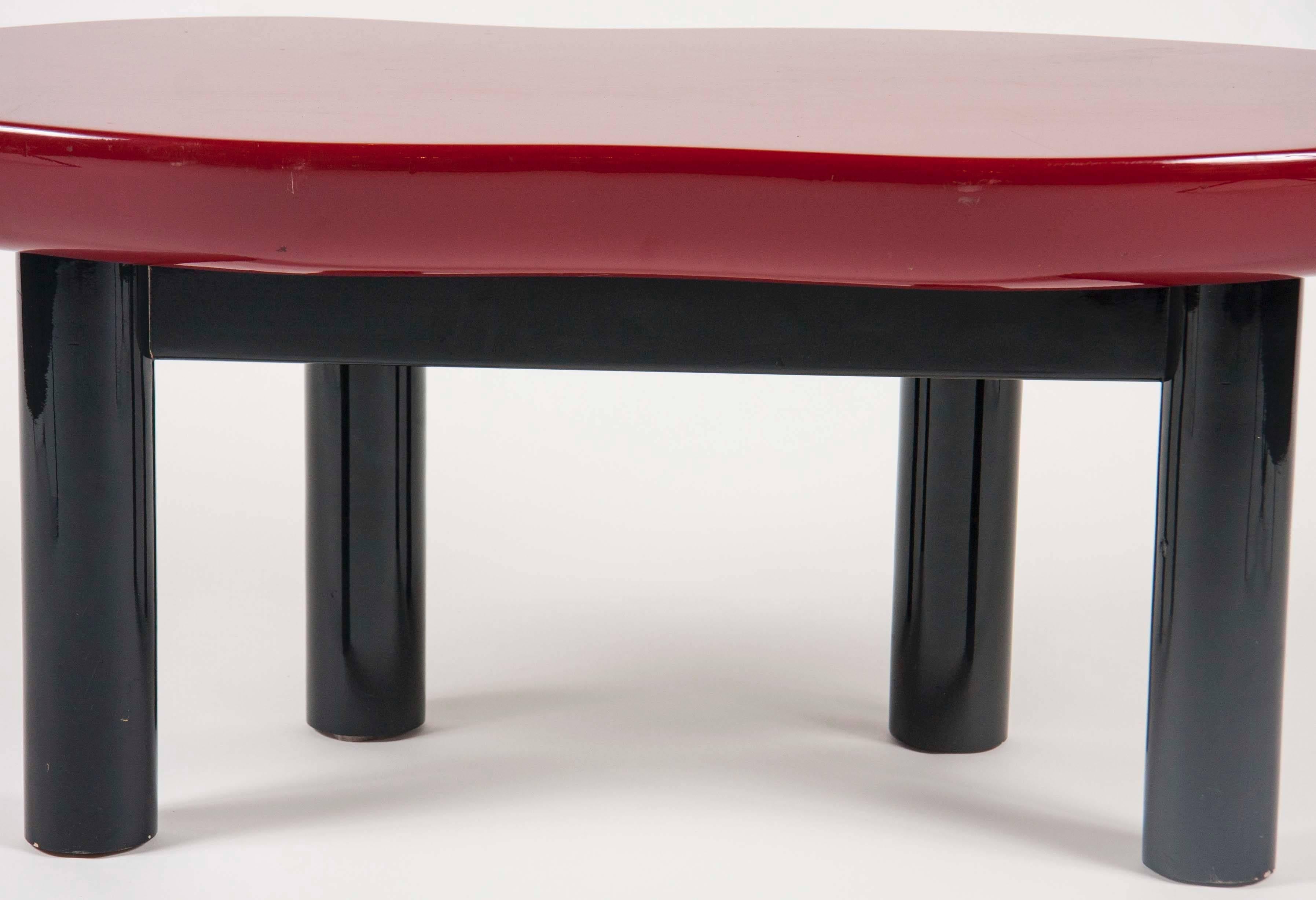 American Joan Crawford Lips Lacquered Coffee Table by Jay Spectre For Sale