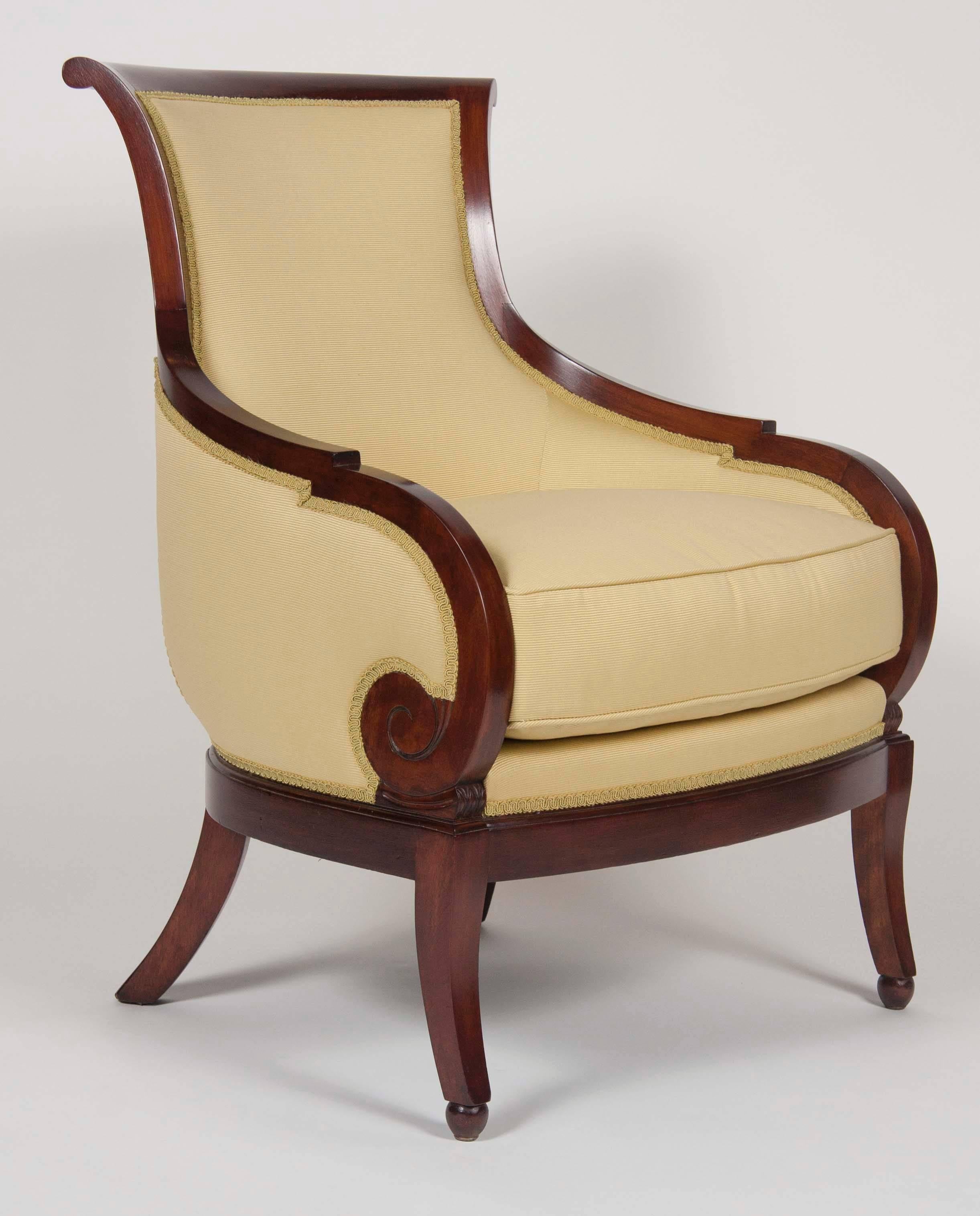 French Pair of Louis Philippe Mahogany Bergeres