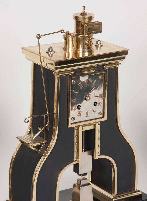 Metal French 19th Century Clock with Matching Candelabrum For Sale