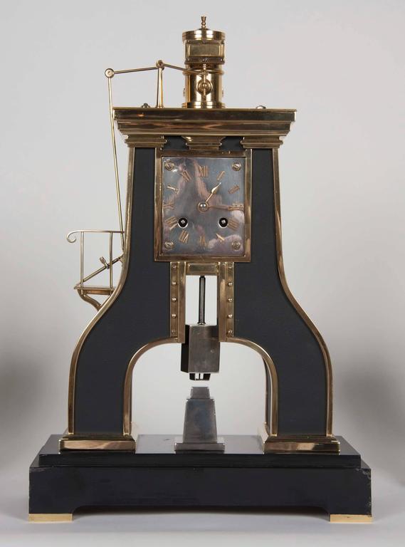Industrial French 19th Century Clock with Matching Candelabrum For Sale