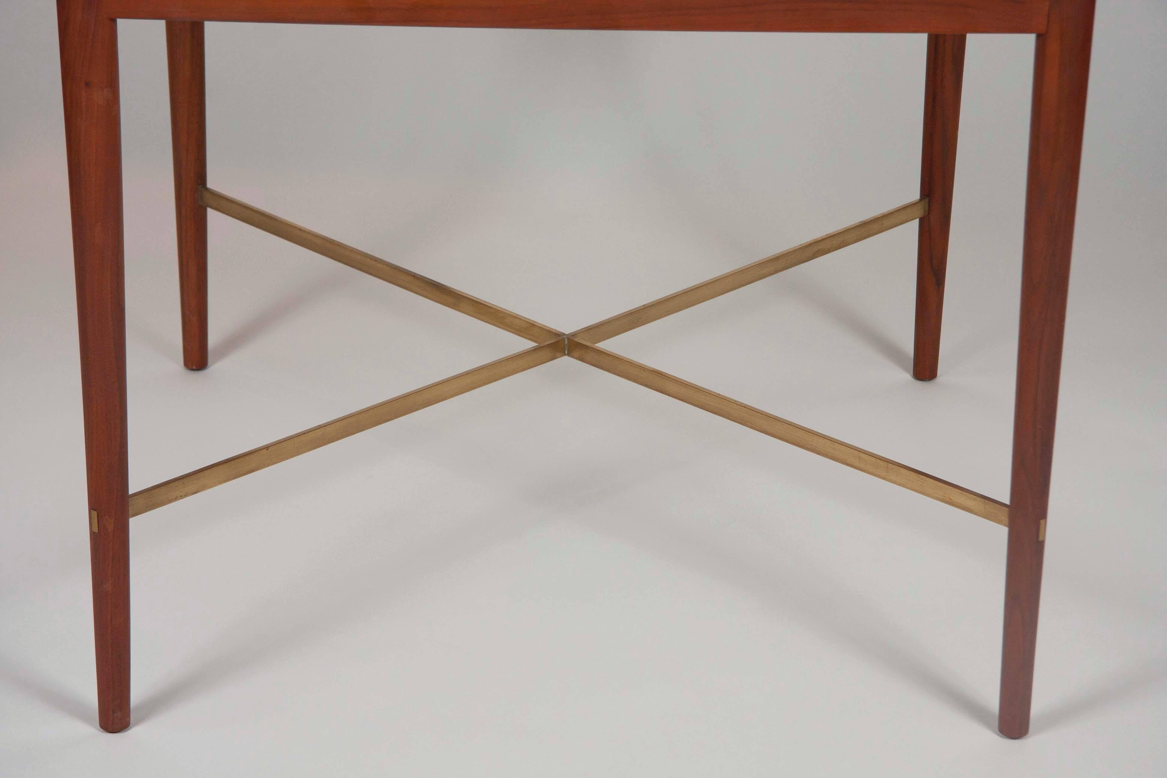 Paul McCobb Card Table with Folding Top And Brass Stretchers  1
