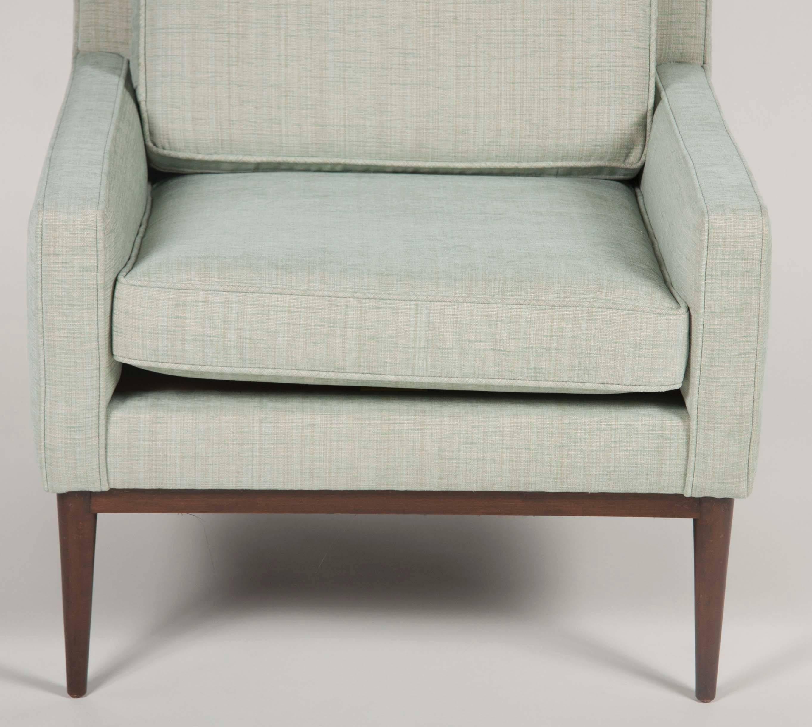 Mid-Century Modern Paul McCobb Upholstered Armchair with Walnut Legs