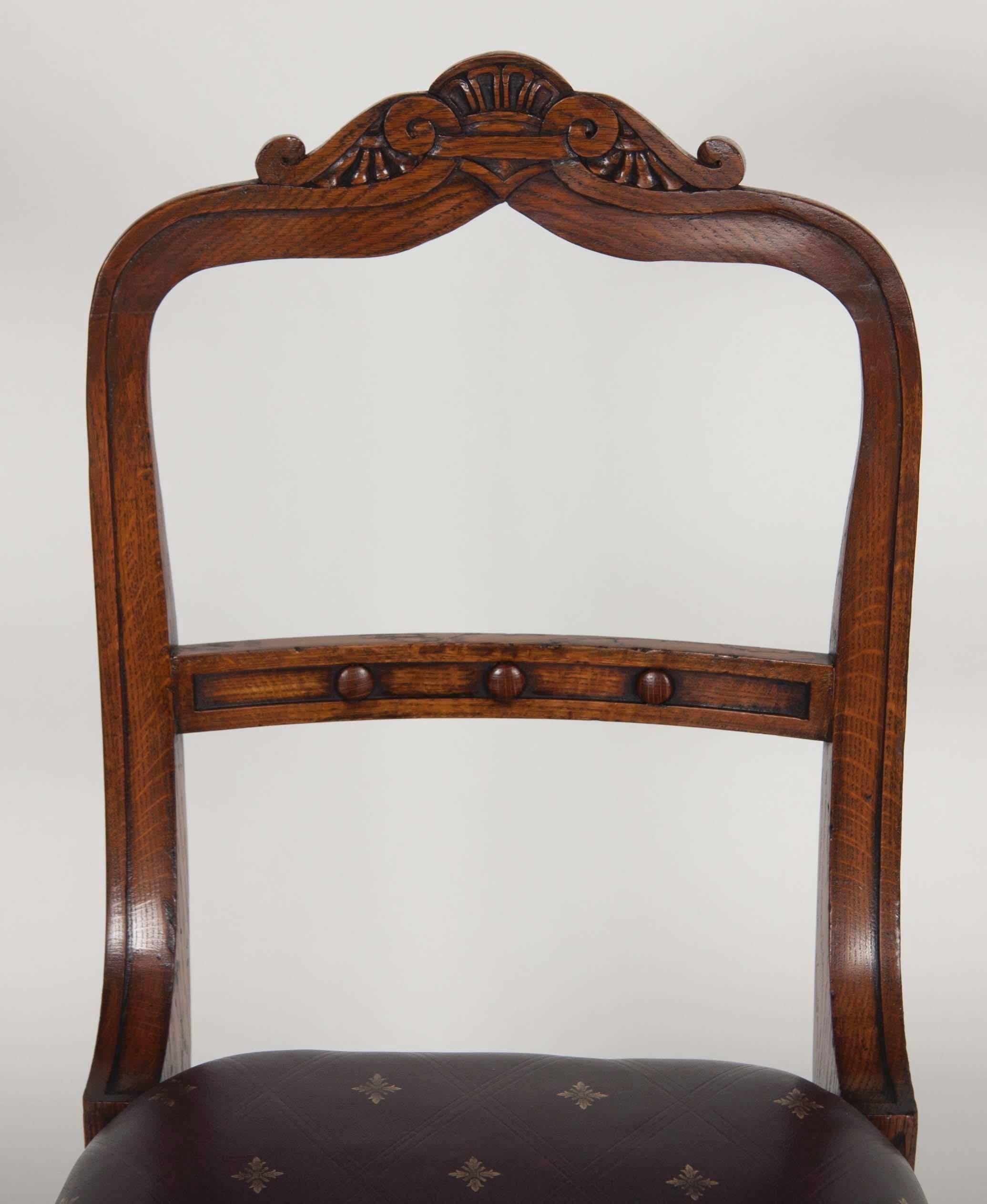 Victorian Set of Eleven Oak English Dining Chairs For Sale