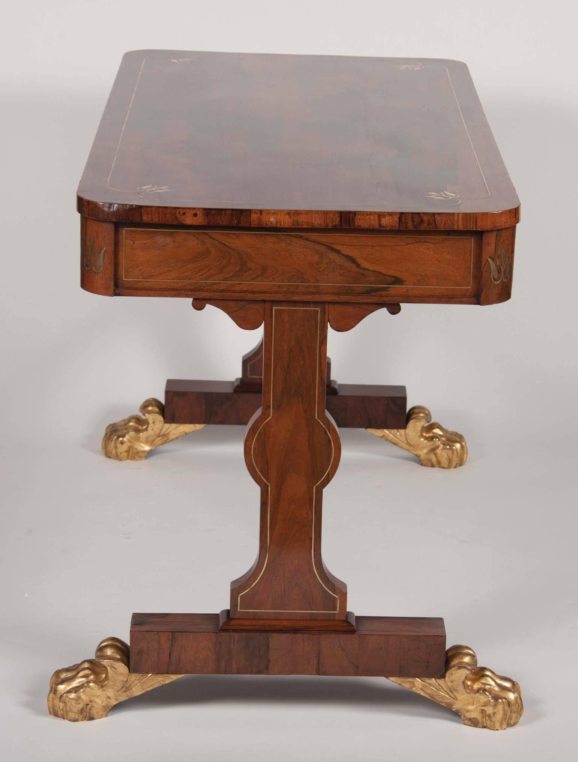 English Regency Rosewood and Parcel-Gilt Library Table