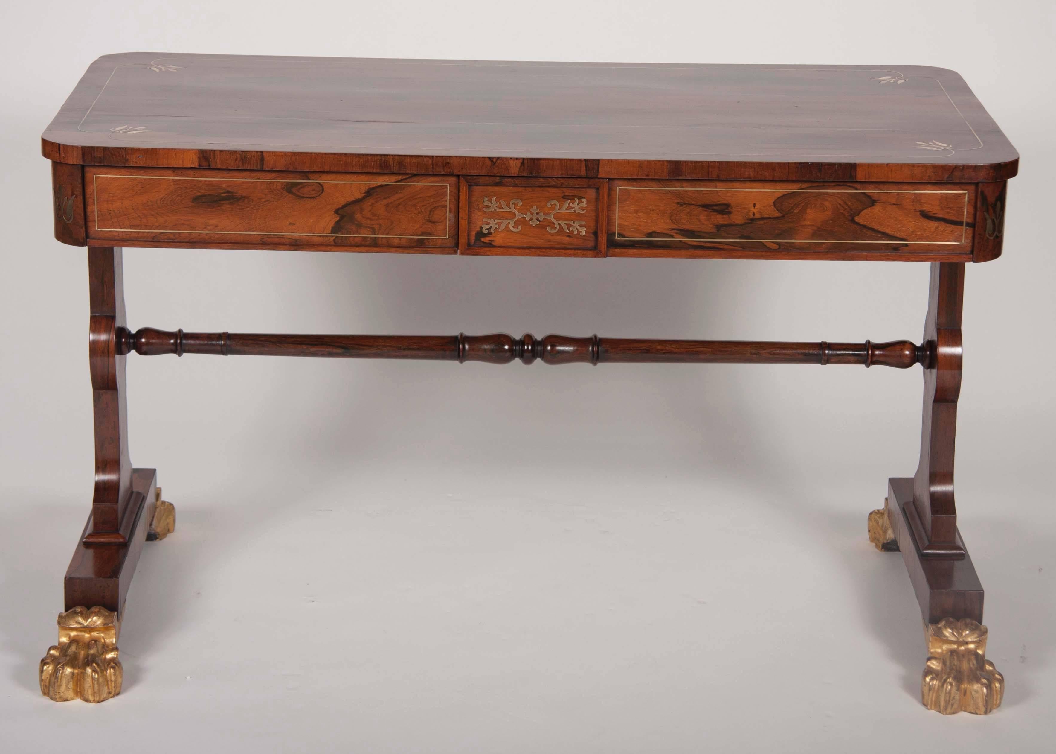 Regency Rosewood and Parcel-Gilt Library Table In Good Condition In Stamford, CT