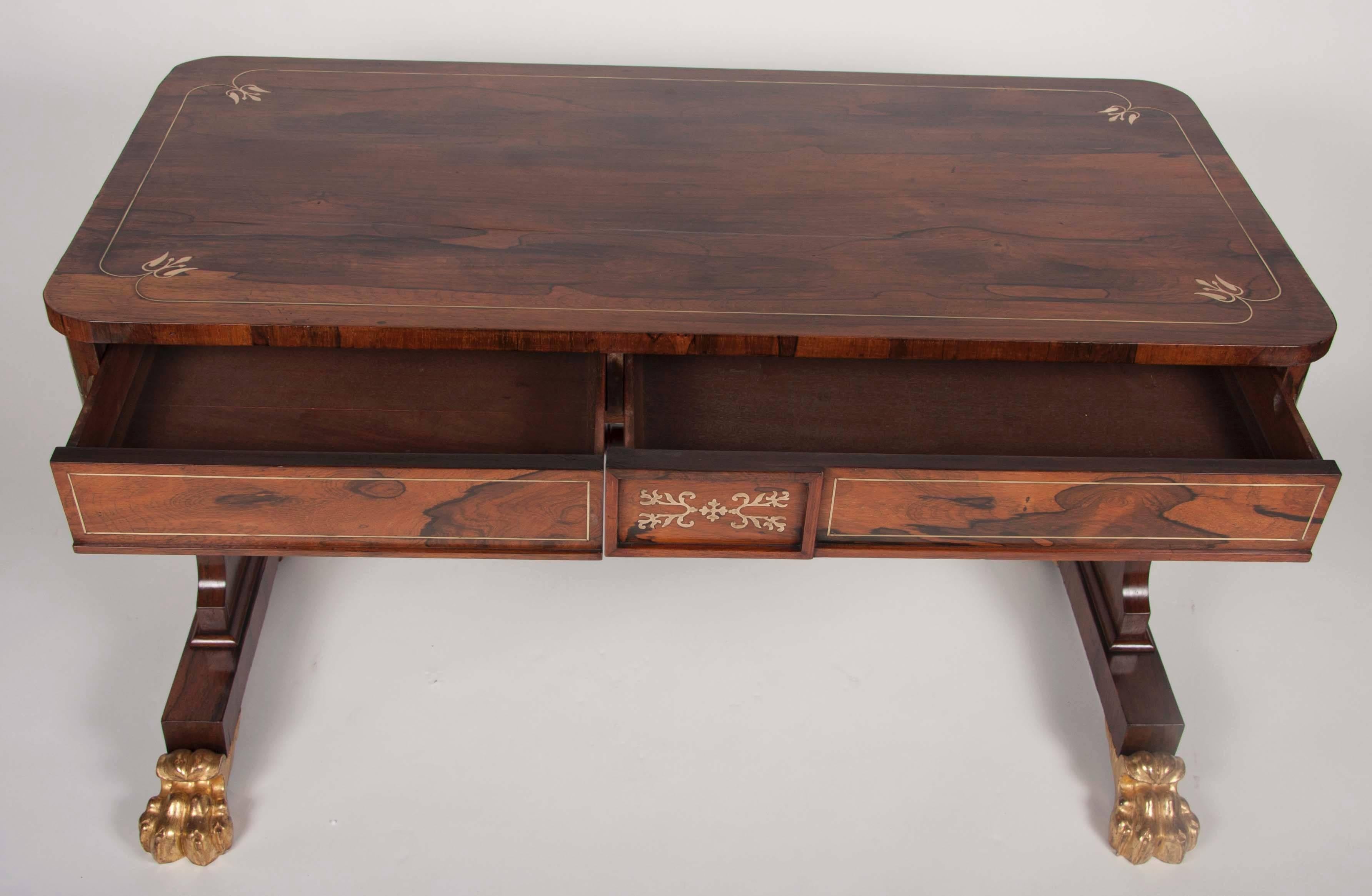 Regency Rosewood and Parcel-Gilt Library Table 3
