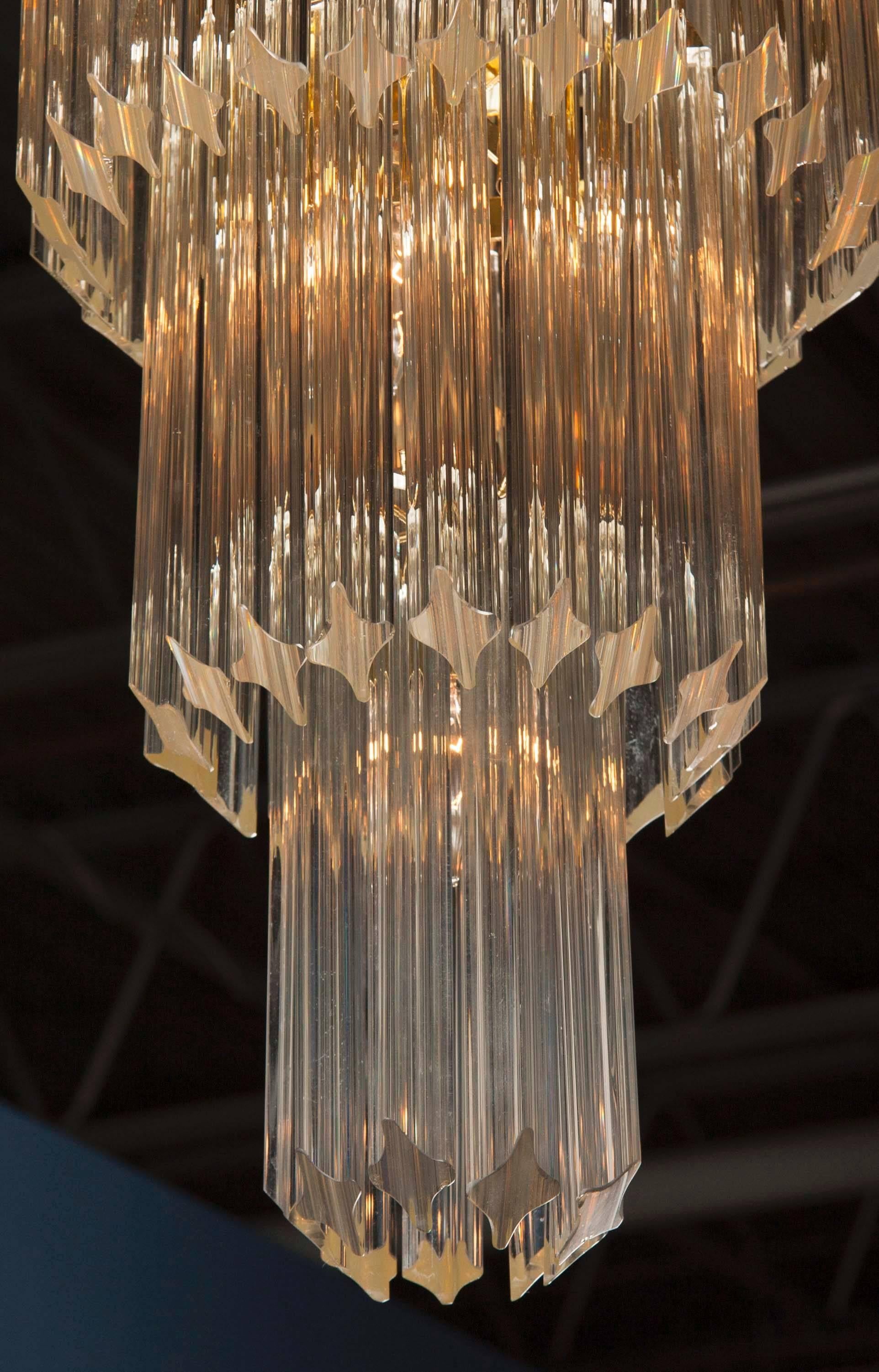 Crystal Monumental Mid-Century Modern Italian 'Wedding Cake' Chandelier