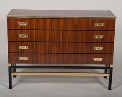 Mid-Century Italian Kingwood and Brass Trimmed Commode
