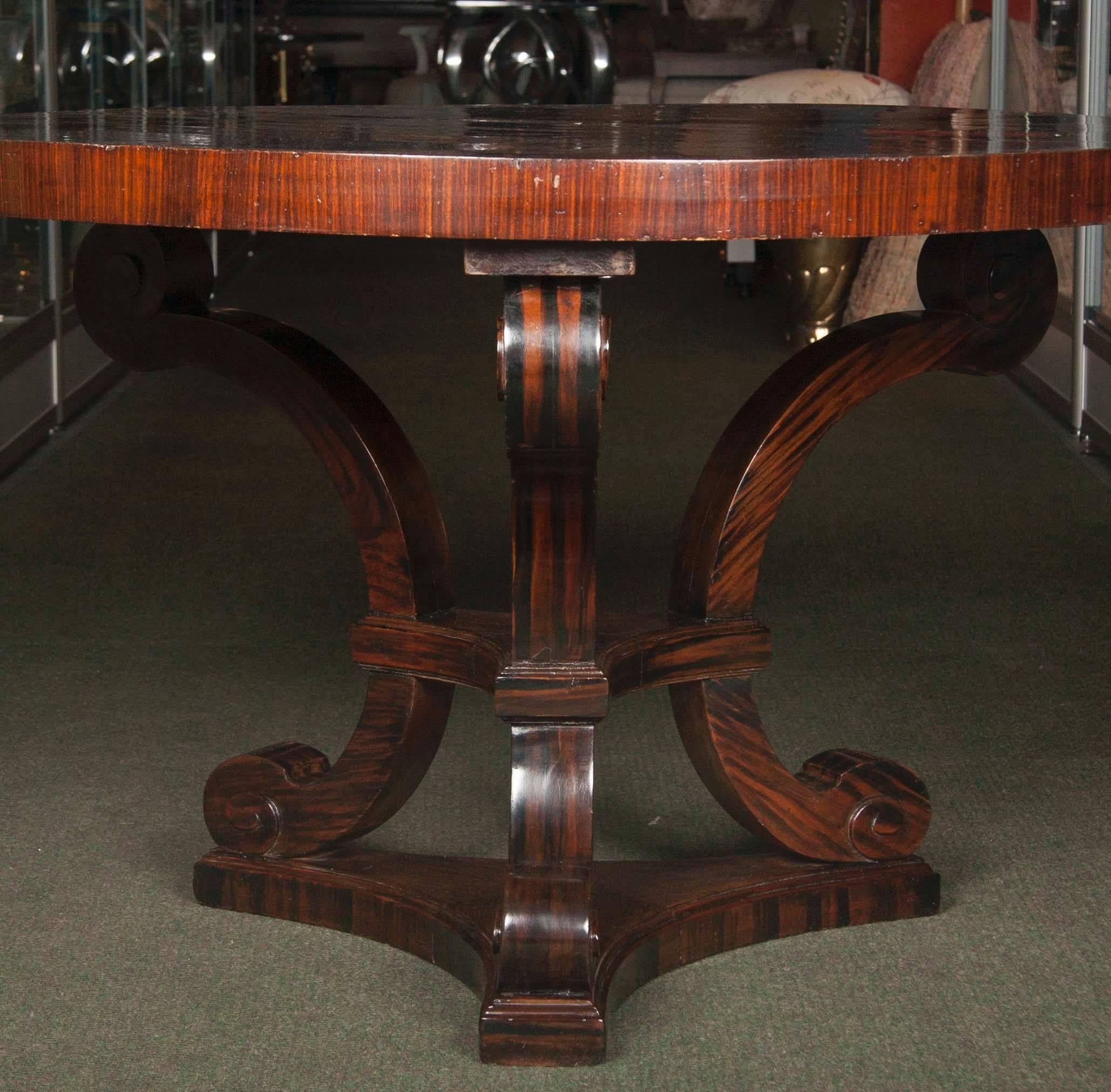 An Macassar ebony Art Deco center table.