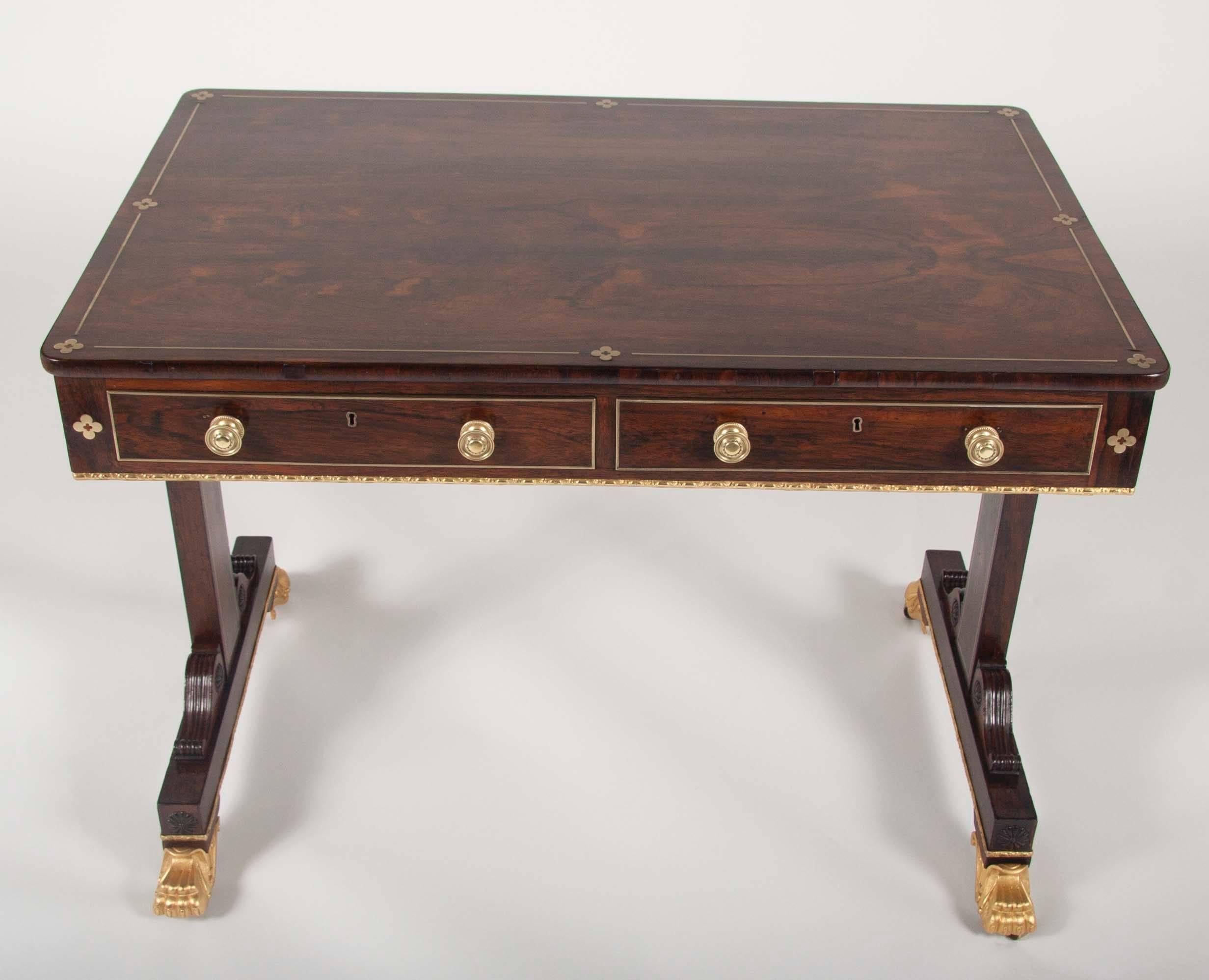 Mid-19th Century Very Fine English Regency Rosewood Library Table