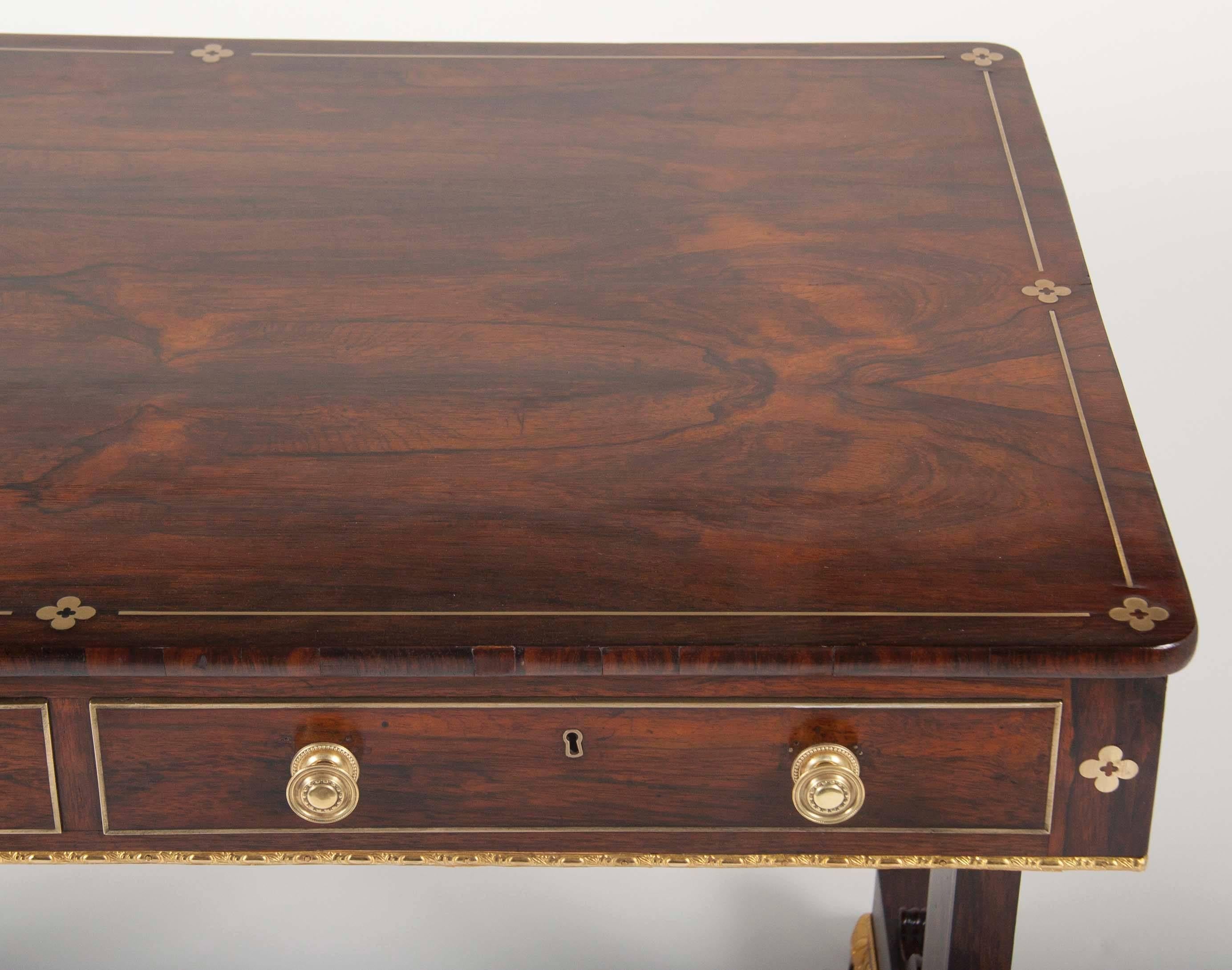 Very Fine English Regency Rosewood Library Table 3