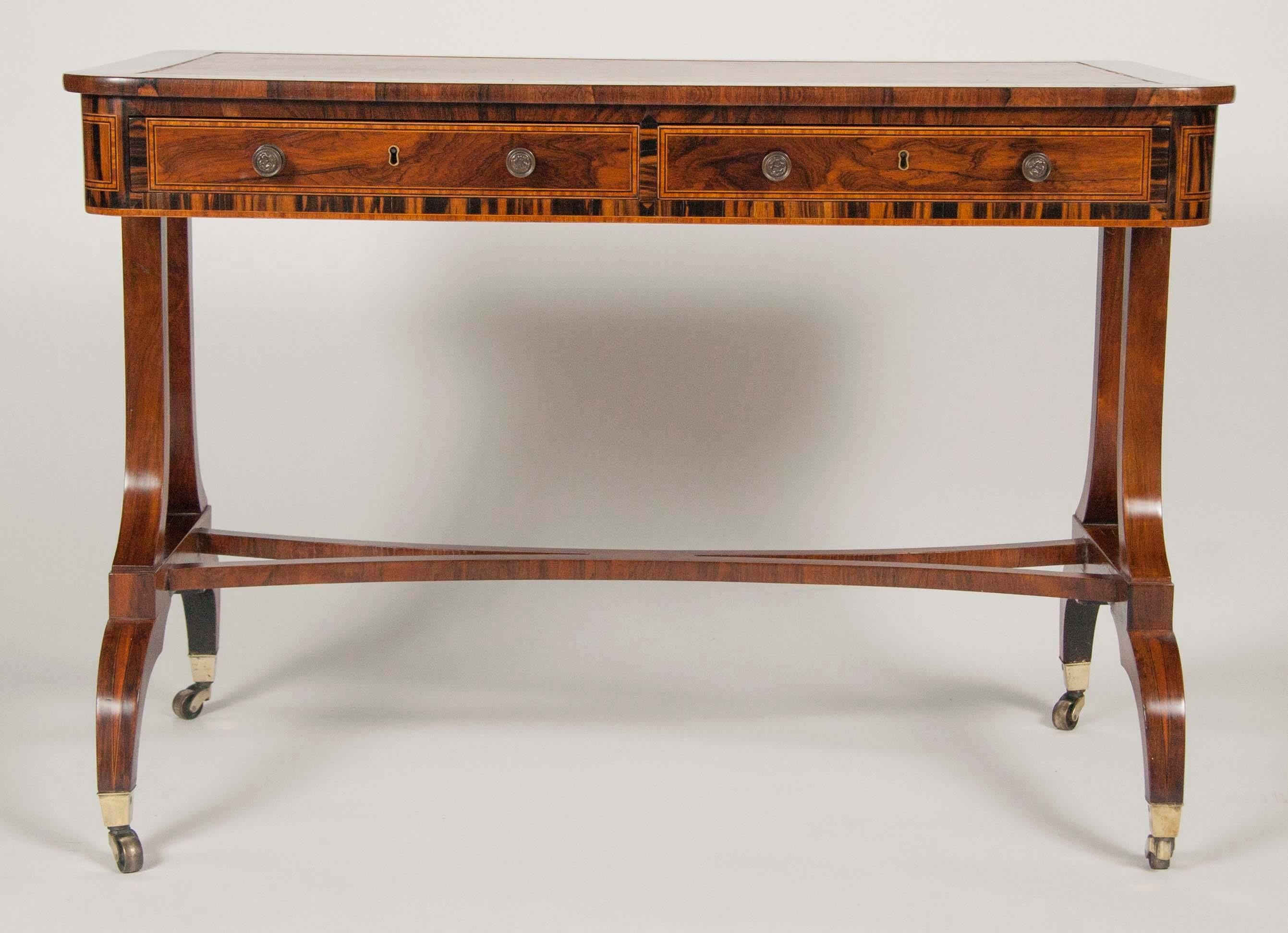 English Rosewood and Calamander Regency Library Table For Sale