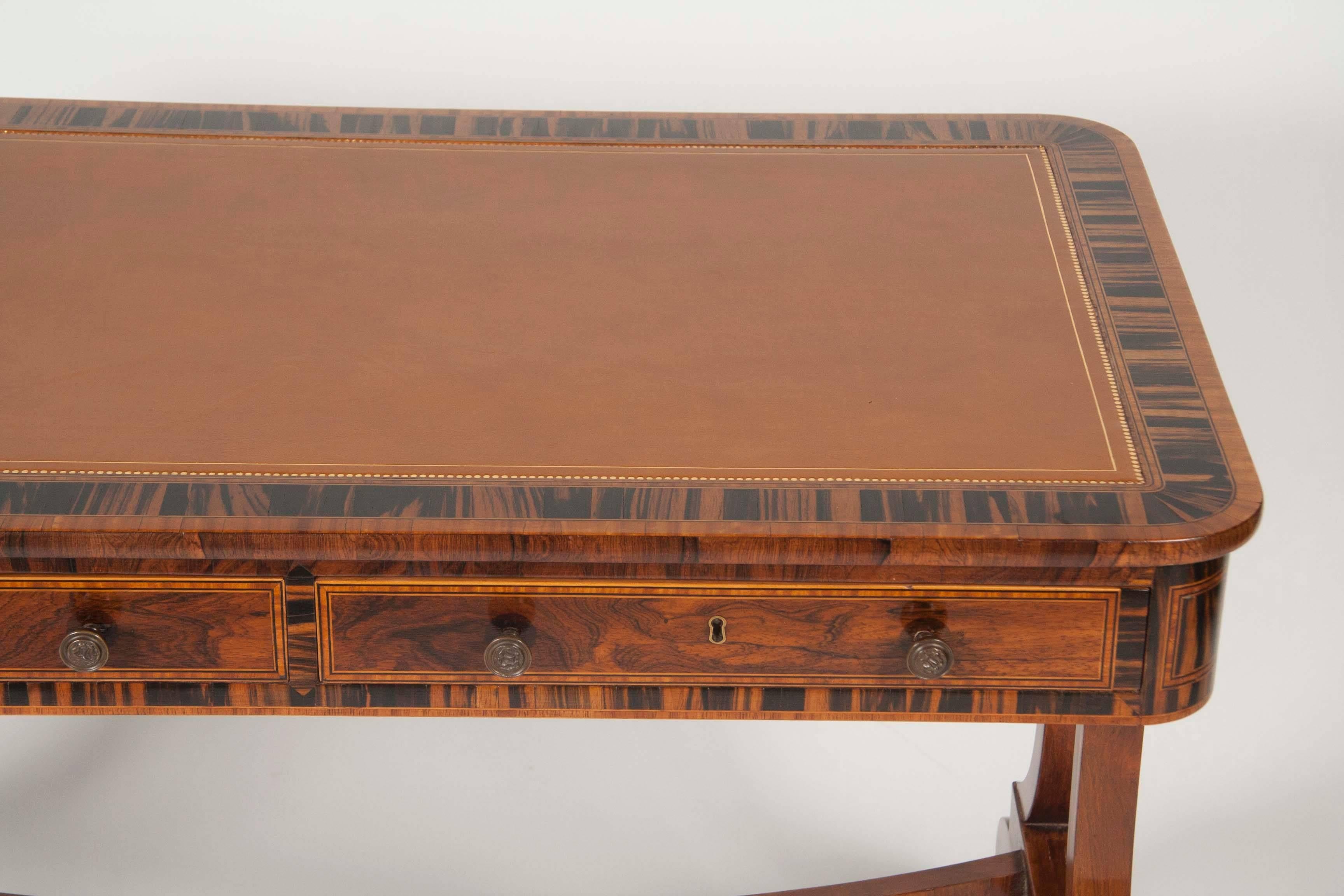 Early 19th Century Rosewood and Calamander Regency Library Table For Sale