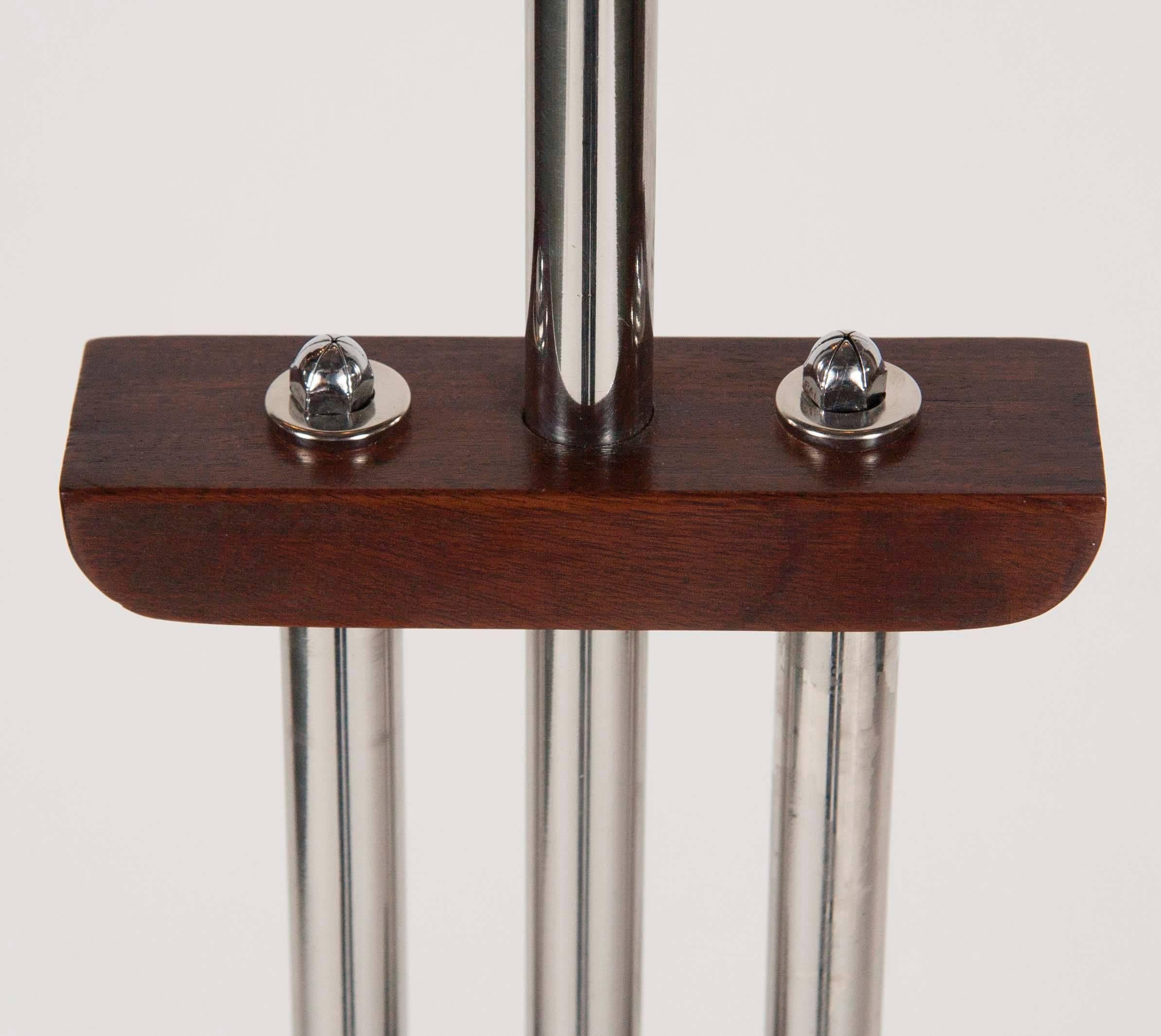 Stainless Steel Pair of Art Deco Floor Lamps in the Manner of Donald Deskey For Sale