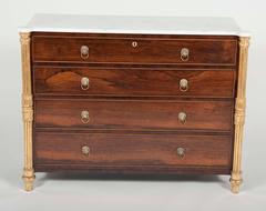 Unusual George IV Parcel-Gilt Rosewood Chest of Drawers