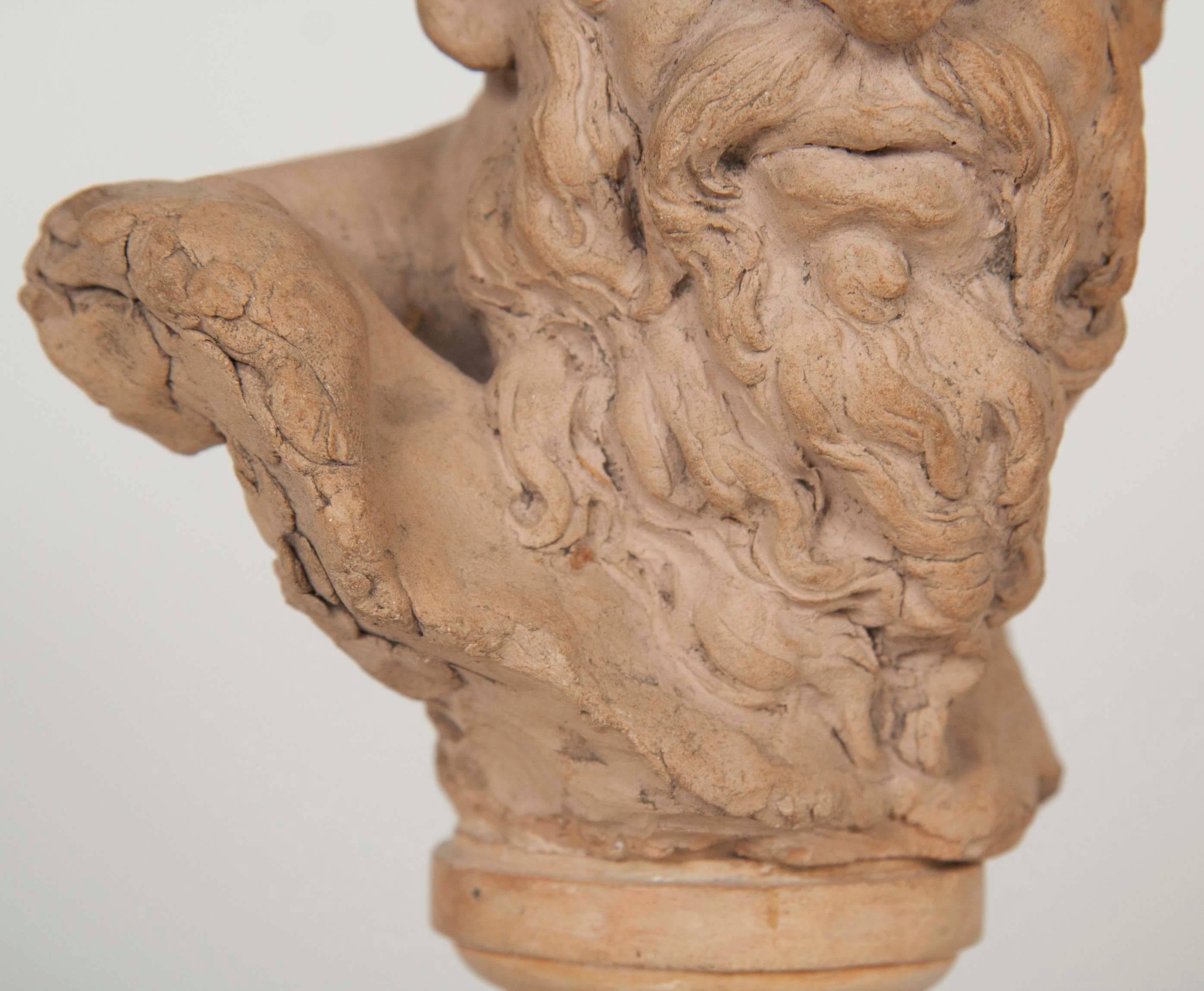 Terracotta Busto di satiro in terracotta francese in vendita