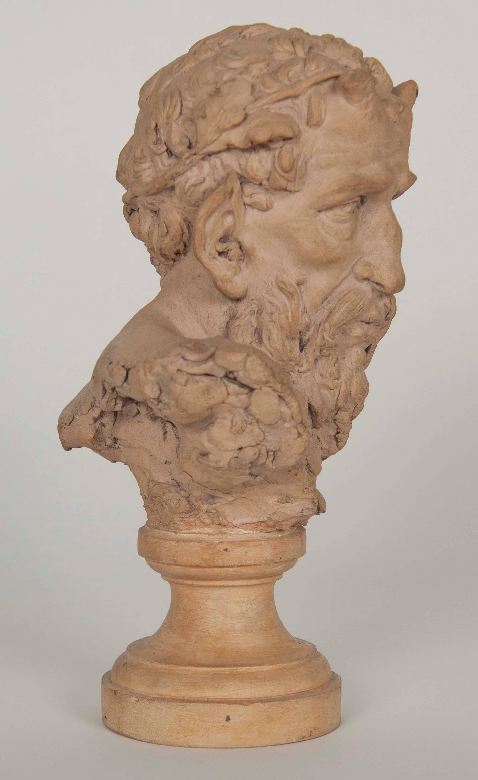 French Terracotta Bust of a Satyr In Good Condition For Sale In Stamford, CT
