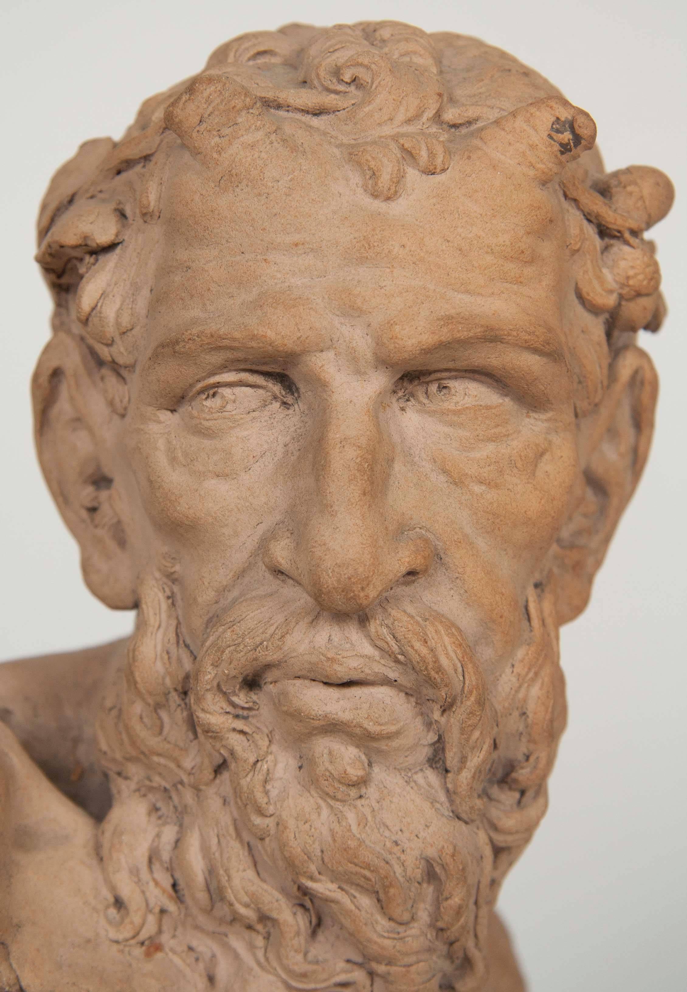Busto di satiro in terracotta francese in vendita 2
