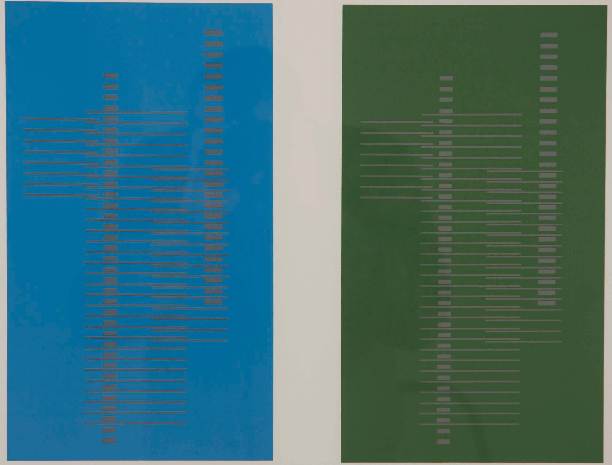 Josef Albers from Formulation: articulation, 1972. Silkscreen prints, folio 1/folder 6. Floated in silver gilt frame using all acid free archival materials. #176 of 1000 printed. Printed by Sirocco screen printing, New Haven. Published by