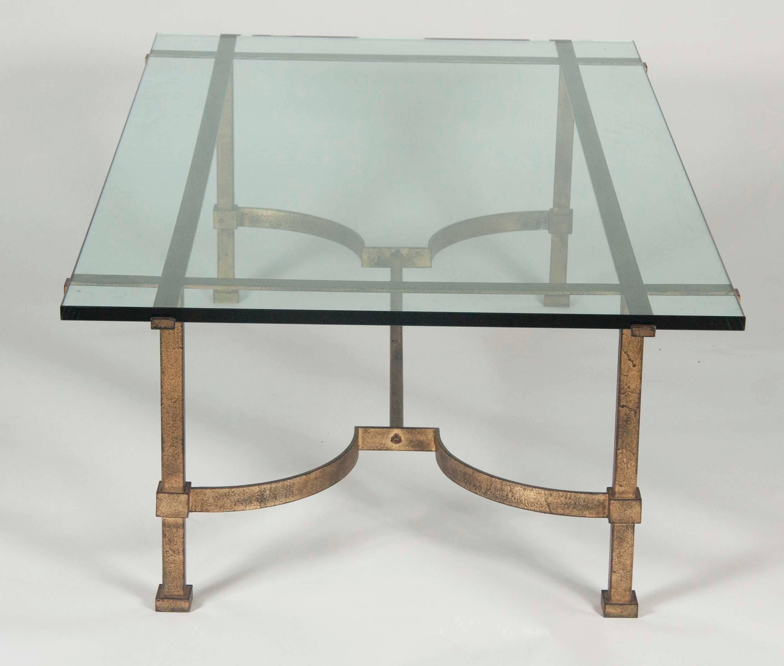French Gilt Bronze and Glass Coffee Table