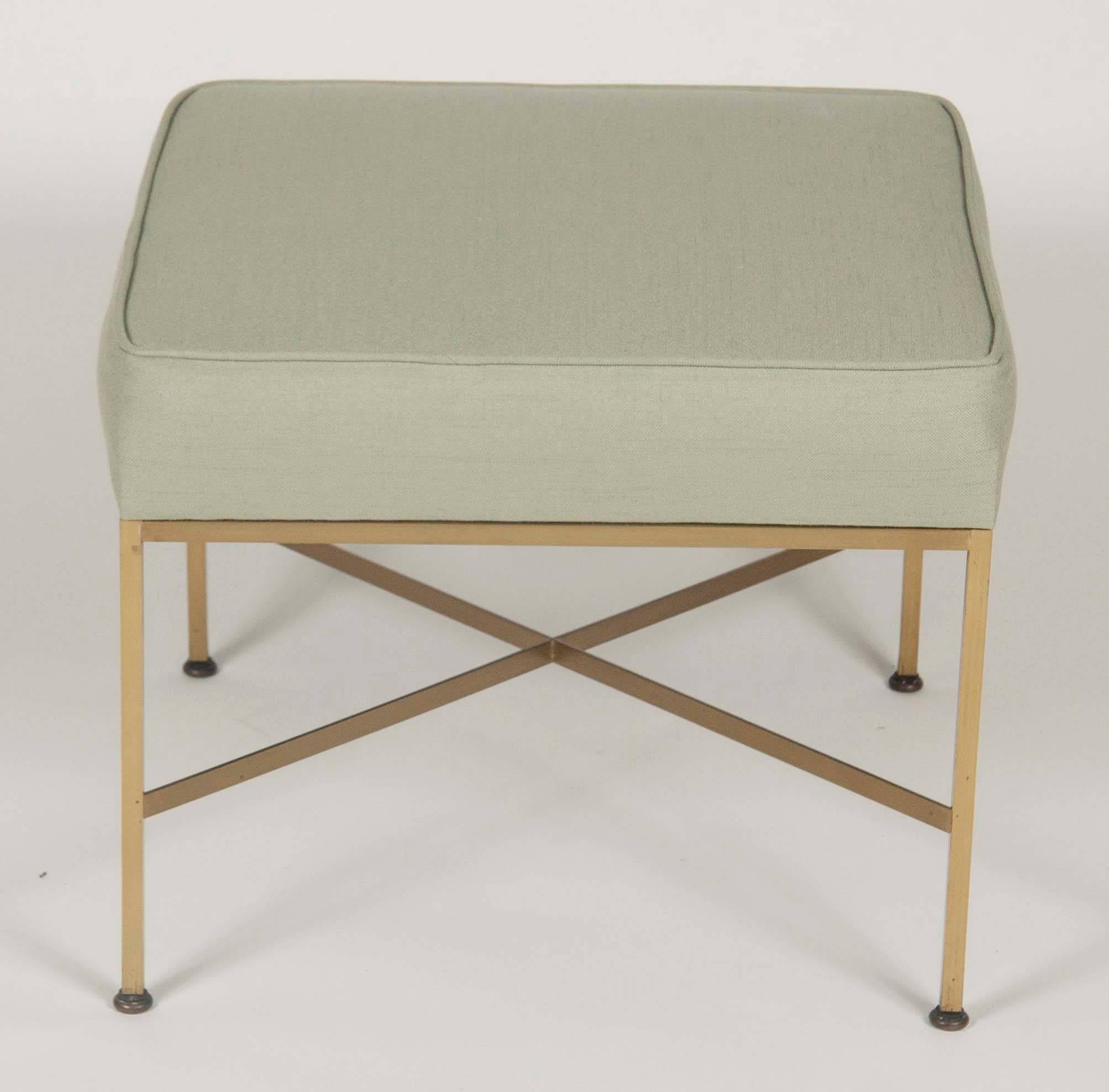 Pair of X-Base Brass Stools Designed by Paul McCobb In Excellent Condition In Stamford, CT