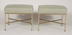 Pair of X-Base Brass Stools Designed by Paul McCobb
