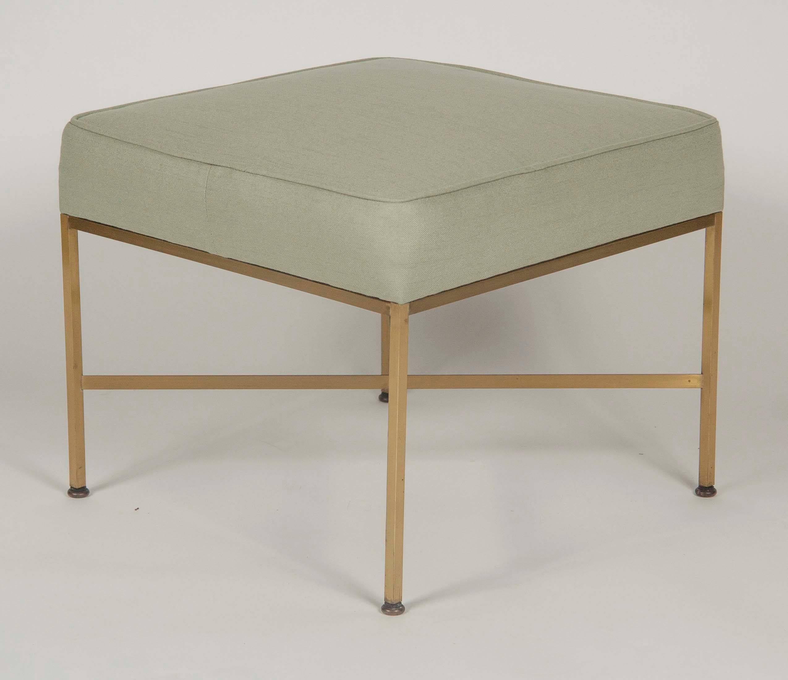 American Pair of X-Base Brass Stools Designed by Paul McCobb