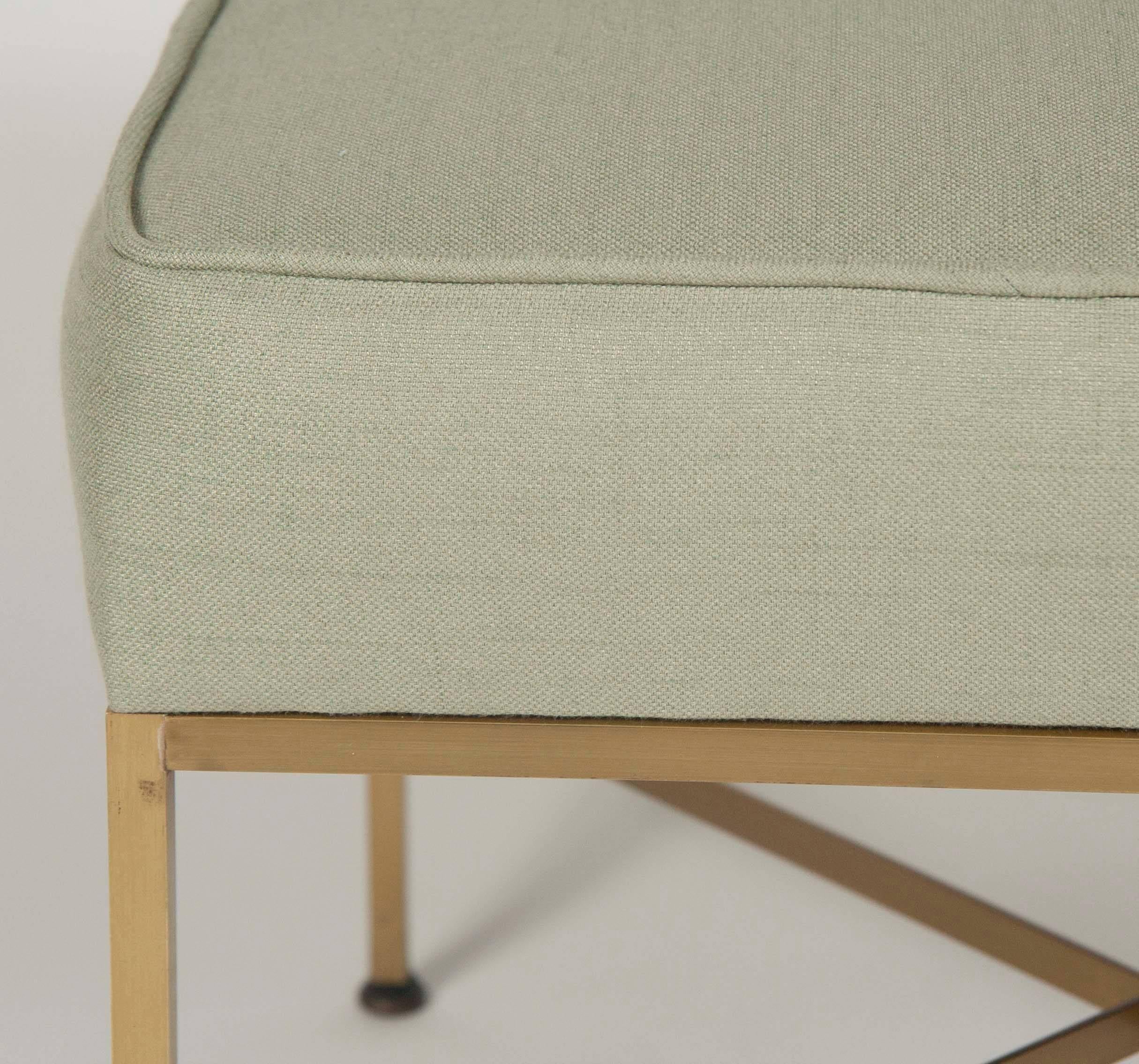 Pair of X-Base Brass Stools Designed by Paul McCobb 1